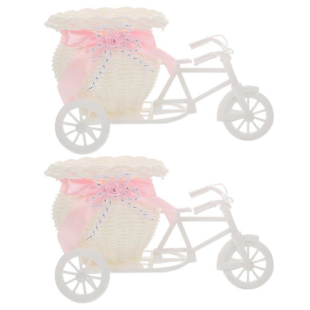 2pcs Rattan Flower Car Simulated Braided Basket for Home Office Decor Stylish Arrangement Pot for Artificial Flowers Durable Design