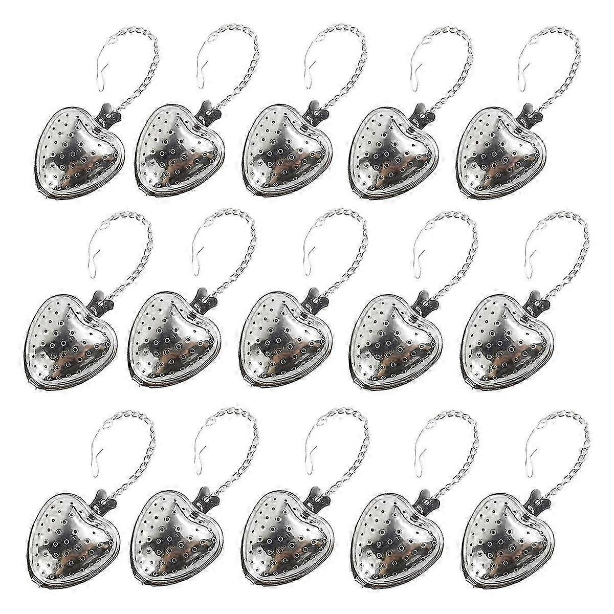 2025 15-Pack Stainless Steel Heart Shaped Tea Infusers
