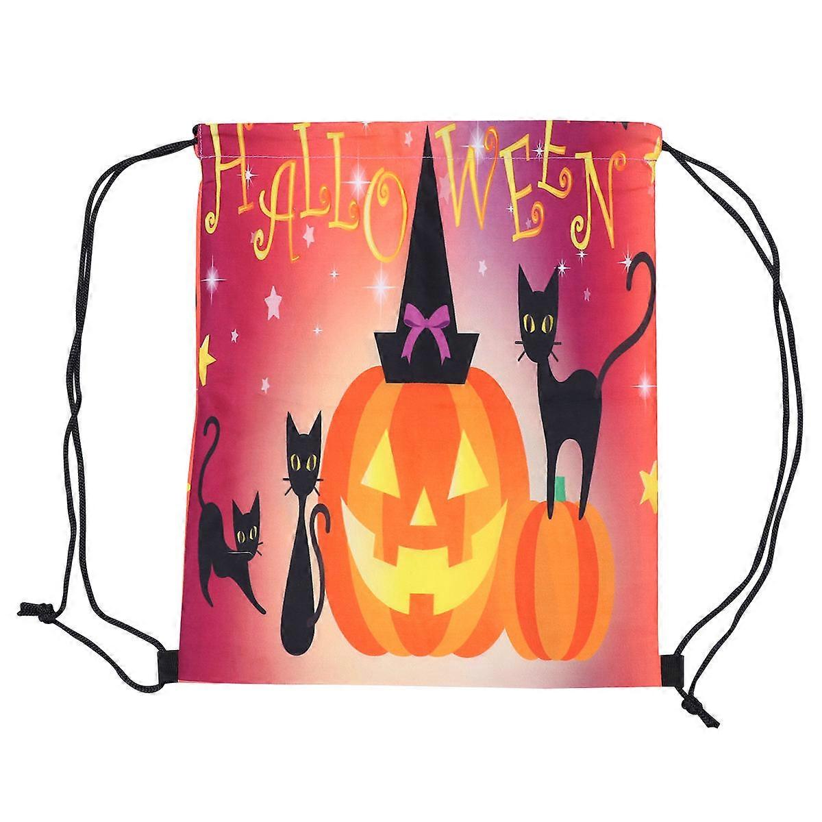 Draw String Bag Halloween Candy Sack Assorted Color Round Top Square Base Travel Use 1Set