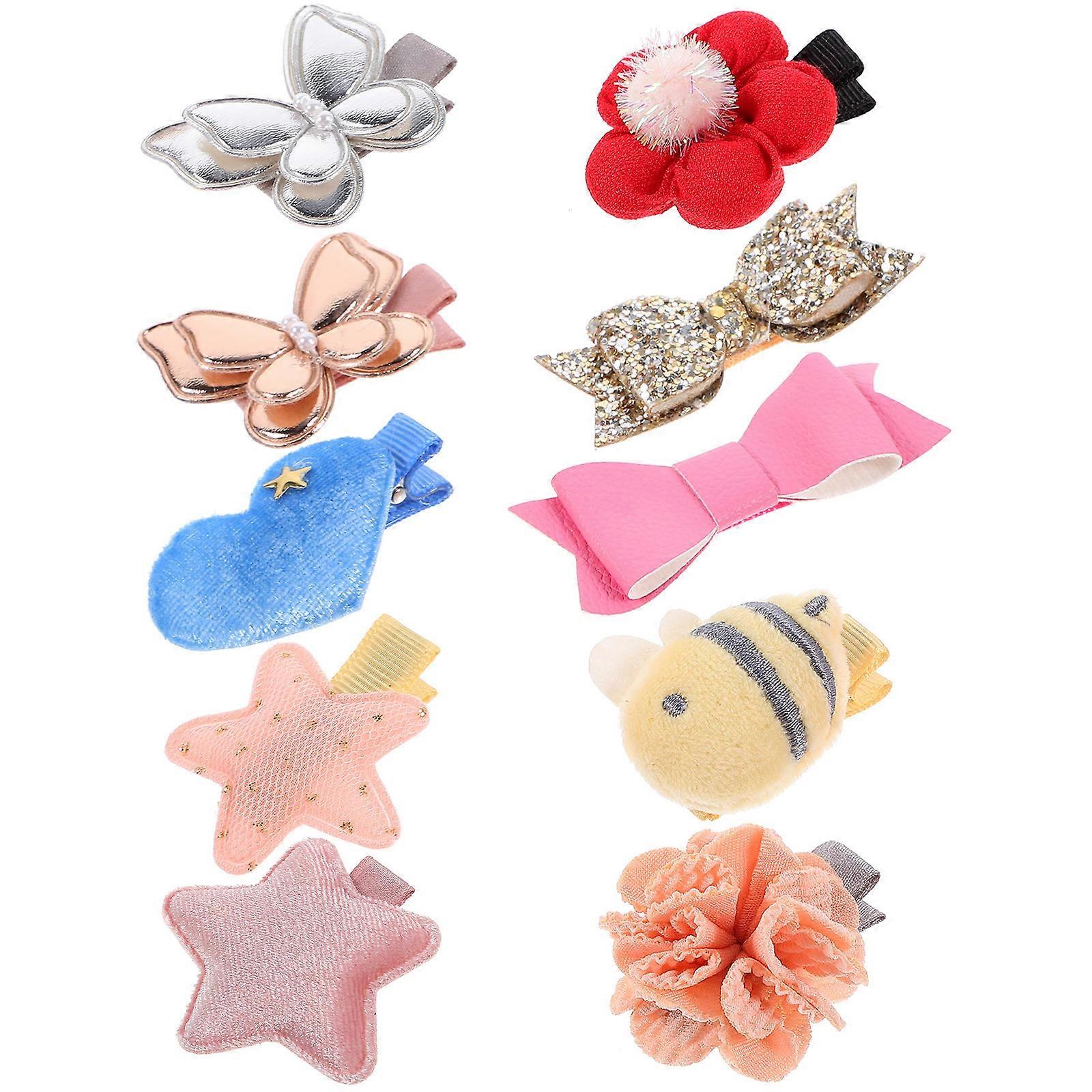 10pcs Small Bow Hair Clips for Lightweight Butterfly Flower Decorative Accessories, Secure Hold for Party and Daily Use
