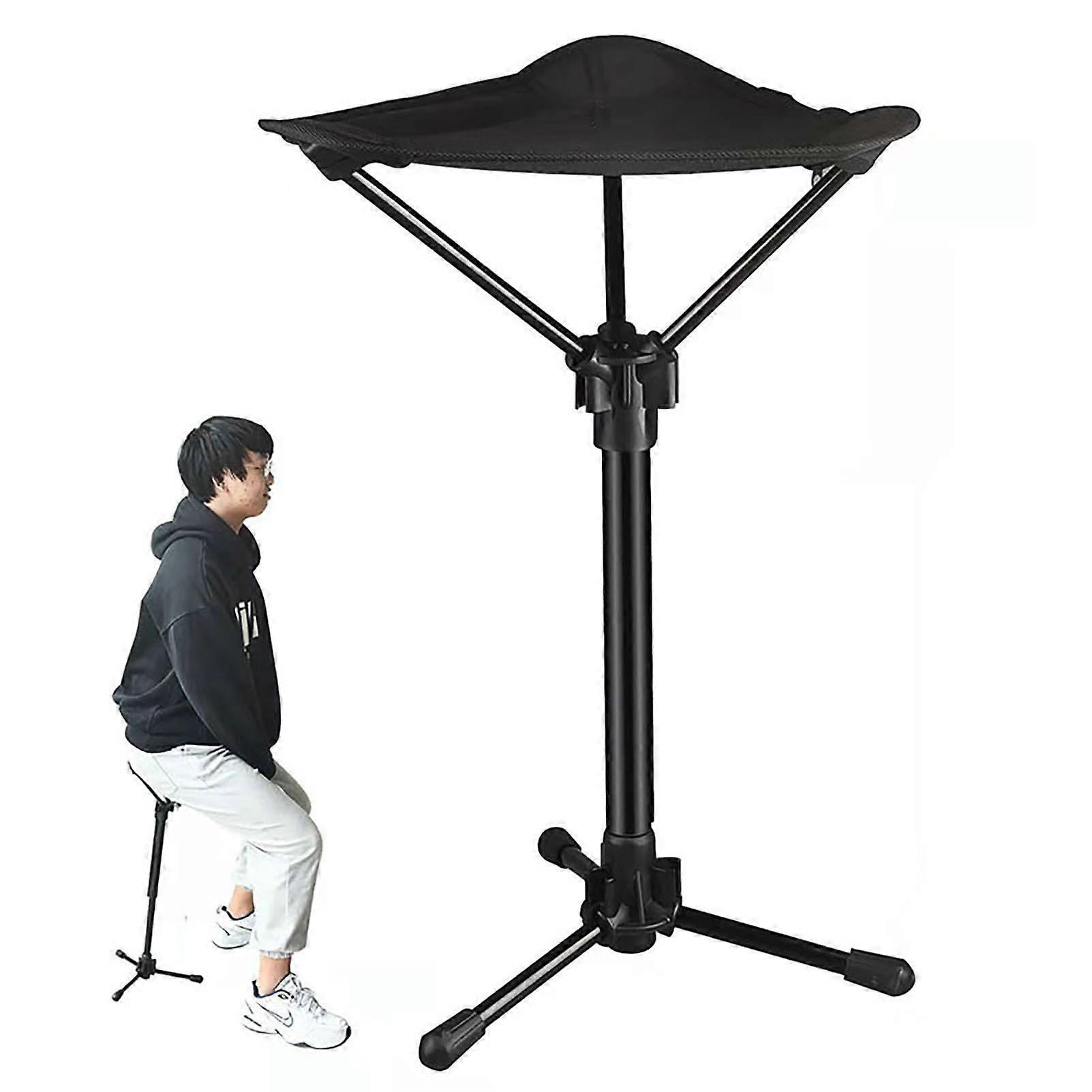 Lightweight Folding Telescopic Chair Aluminum Frame, Height-Adjustable Camping Stool, Portable Monopod Tripod Seat