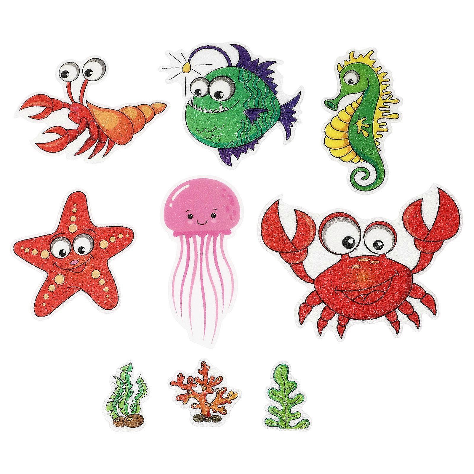Cartoon Bathtub Stickers Set of 9 Non Slip Bathroom Decals with Shrimp and Crab Design for Safe and Fun Bath Time