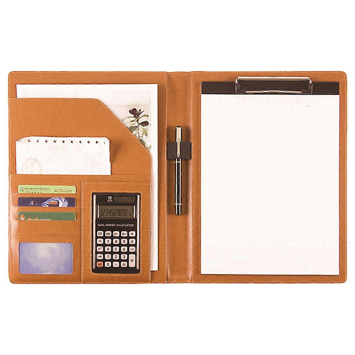 School Folders Office Product Rectangular Brown Pu Leather File Sorting For School 1Pack