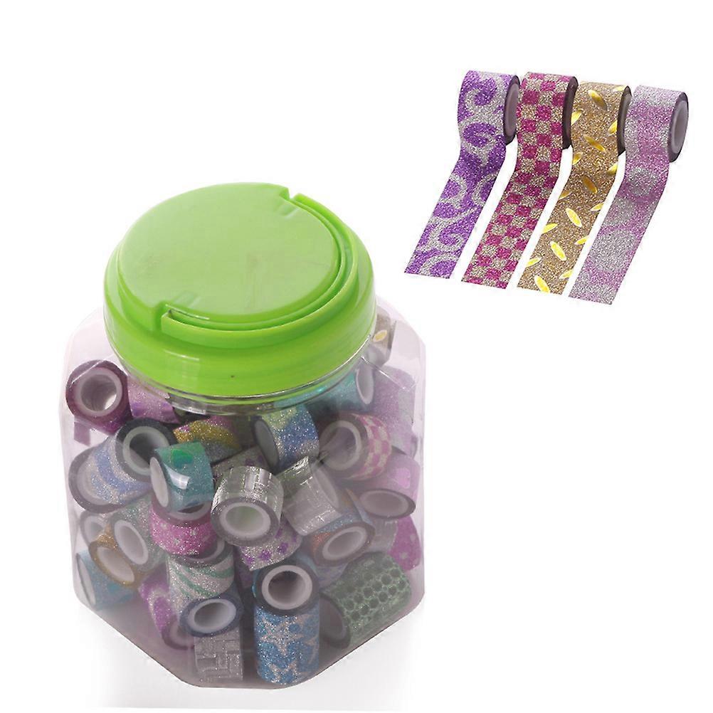 Decorative Adhesive Tape Glitter Powder Tape Stickers Mini Random Style Craft Projects 13x13x16cm 90Pcs