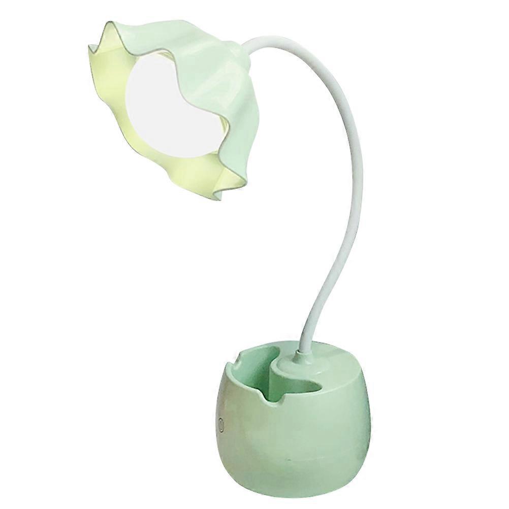 LED Desk Lamp with Touch Control Flower Design, USB Powered, Green, Eye Protection, Durable & Safe Material for Home, Office, School Use