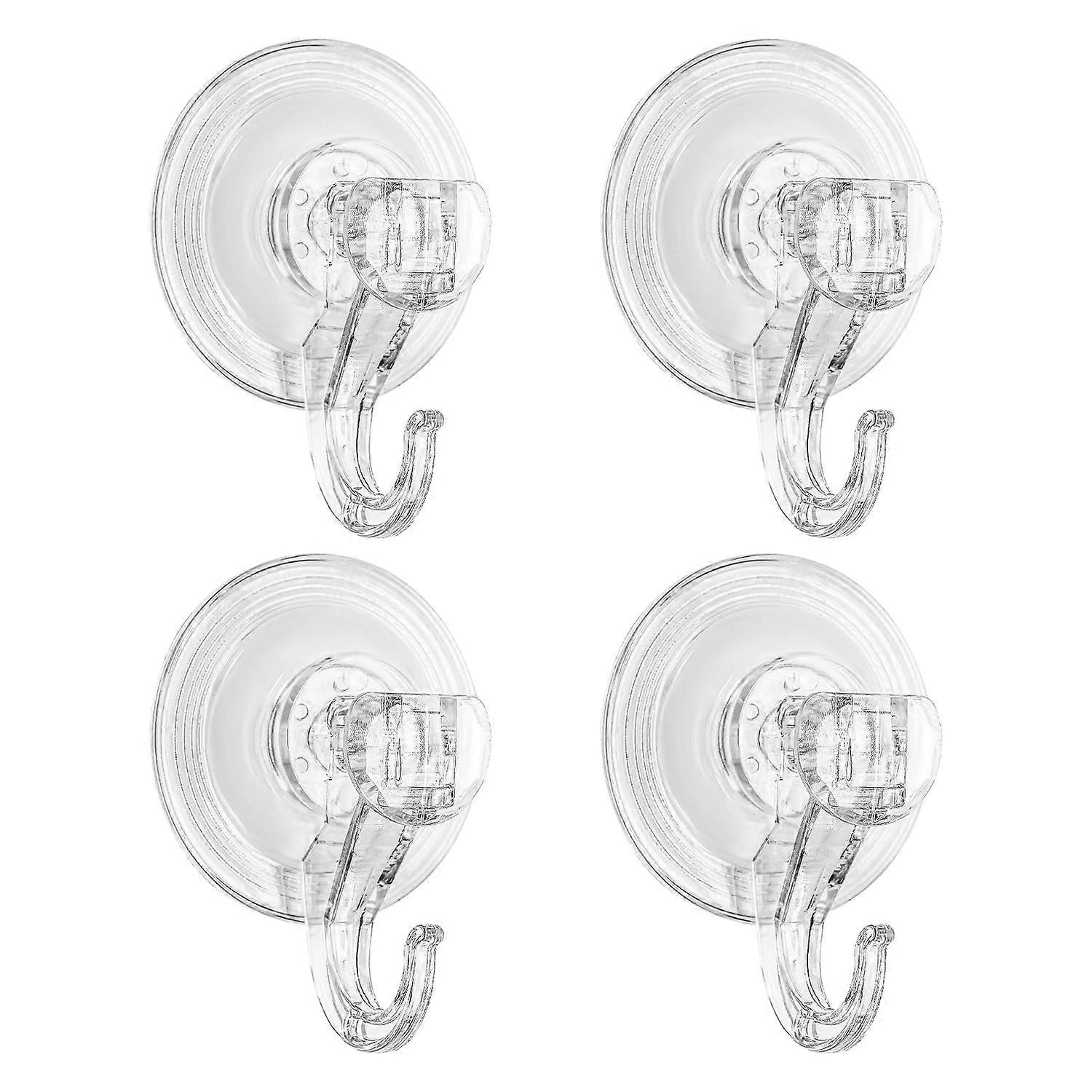 Suction Cup Hooks, Extra Strong Reusable Vacuum Hooks for Windows, Glass, Bathroom, Kitchen, Transparent, Pack of 4