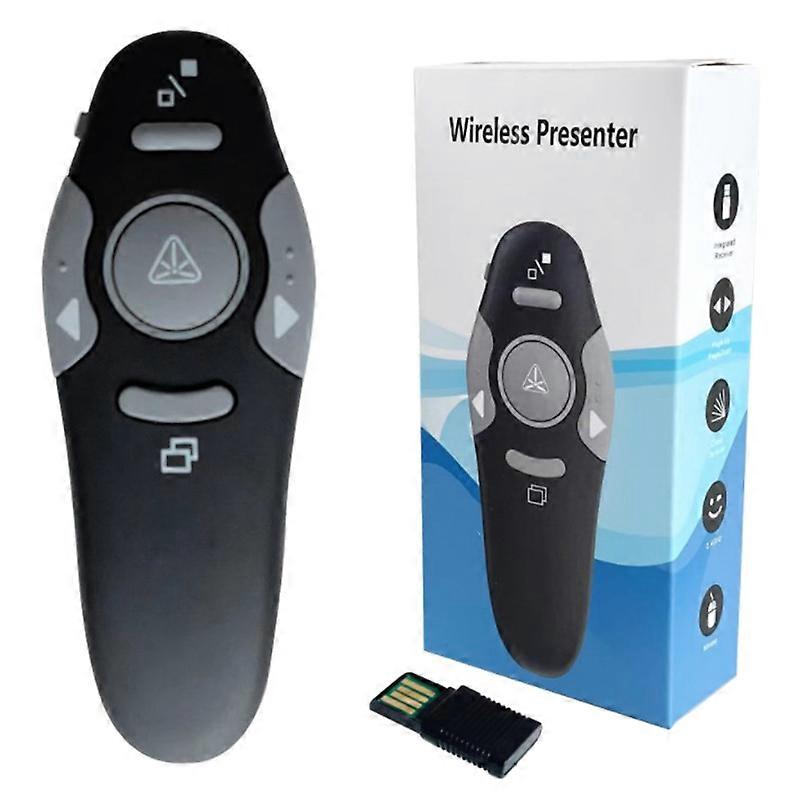Clicker de présentation PowerPoint USB sans fil, noir.