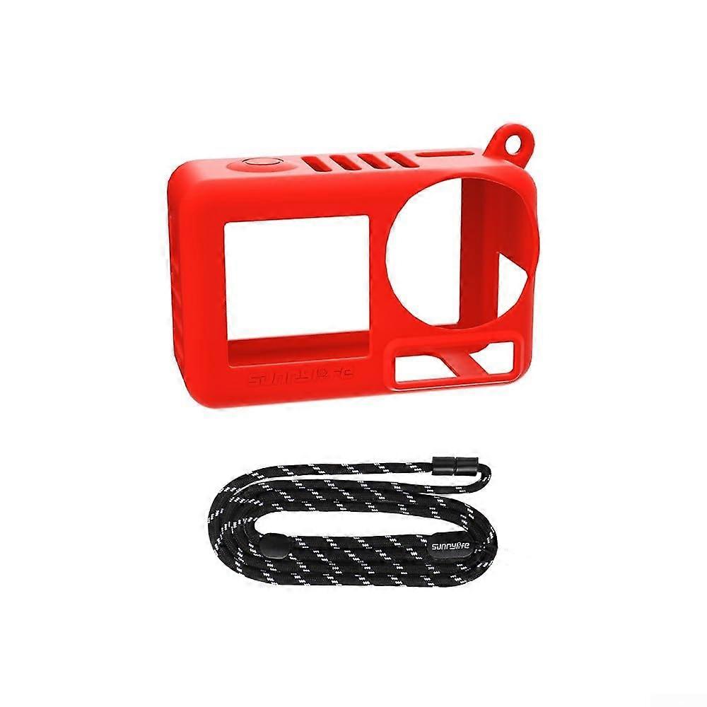 Camera Case for Osmo Action Series, Red Silicone Protection, Anti-Scratch, with Lanyard Slot for Easy Carry