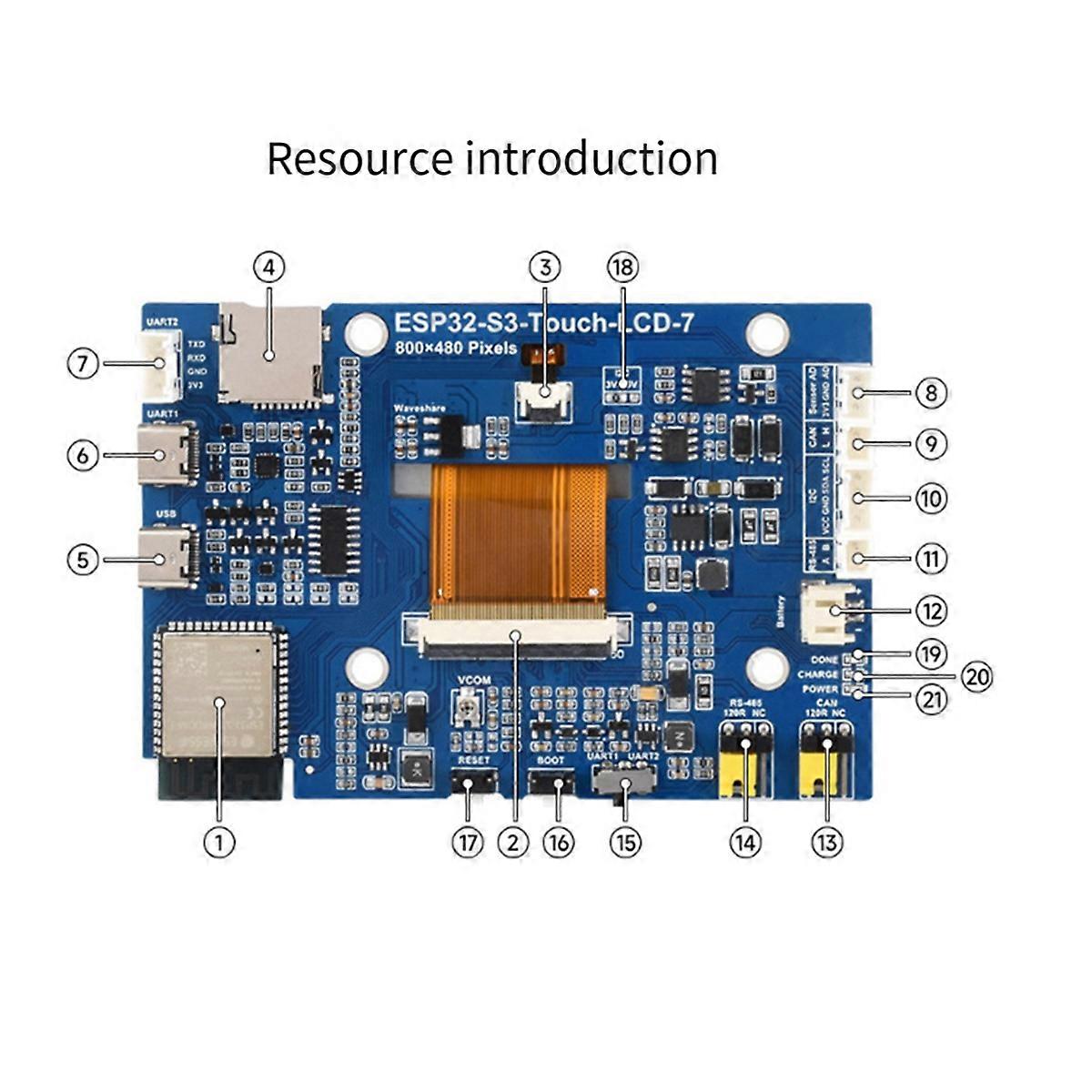7 Inch Capacitive Touch Screen ESP32 S3 with Board LVGL Programming