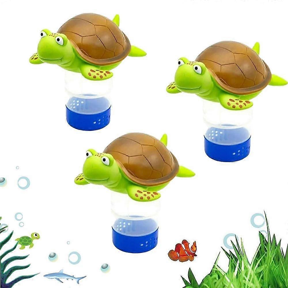 1 x Floating Chlorine Dispenser with Cute Turtle Swimming Pool Cleaning Pool Accessories Swimming Tablets 3 Items