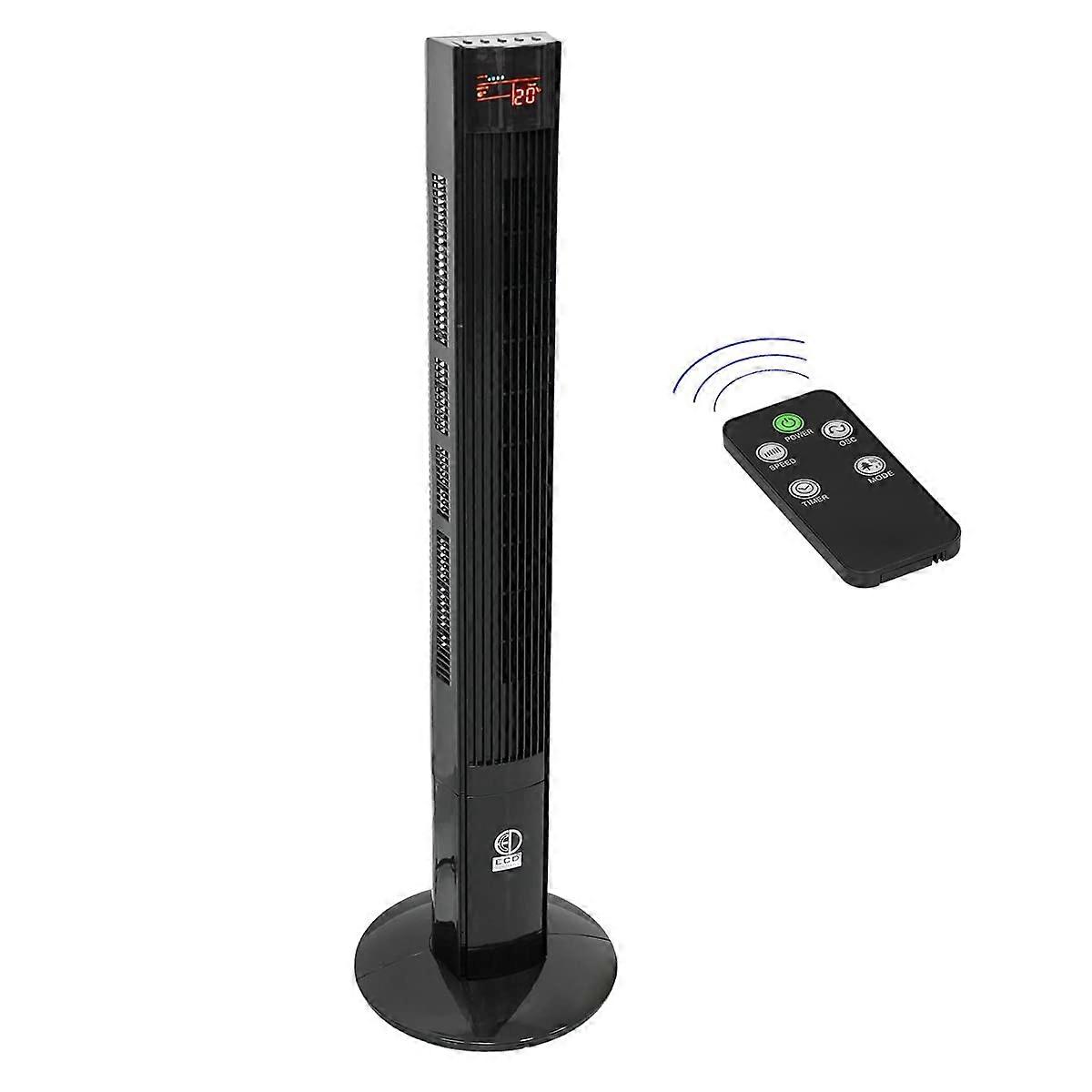Tower Fan with Remote Control and LED Display, 45W, 116cm Black, 3 Speed Levels, 140° Oscillation, Column Floor Fan