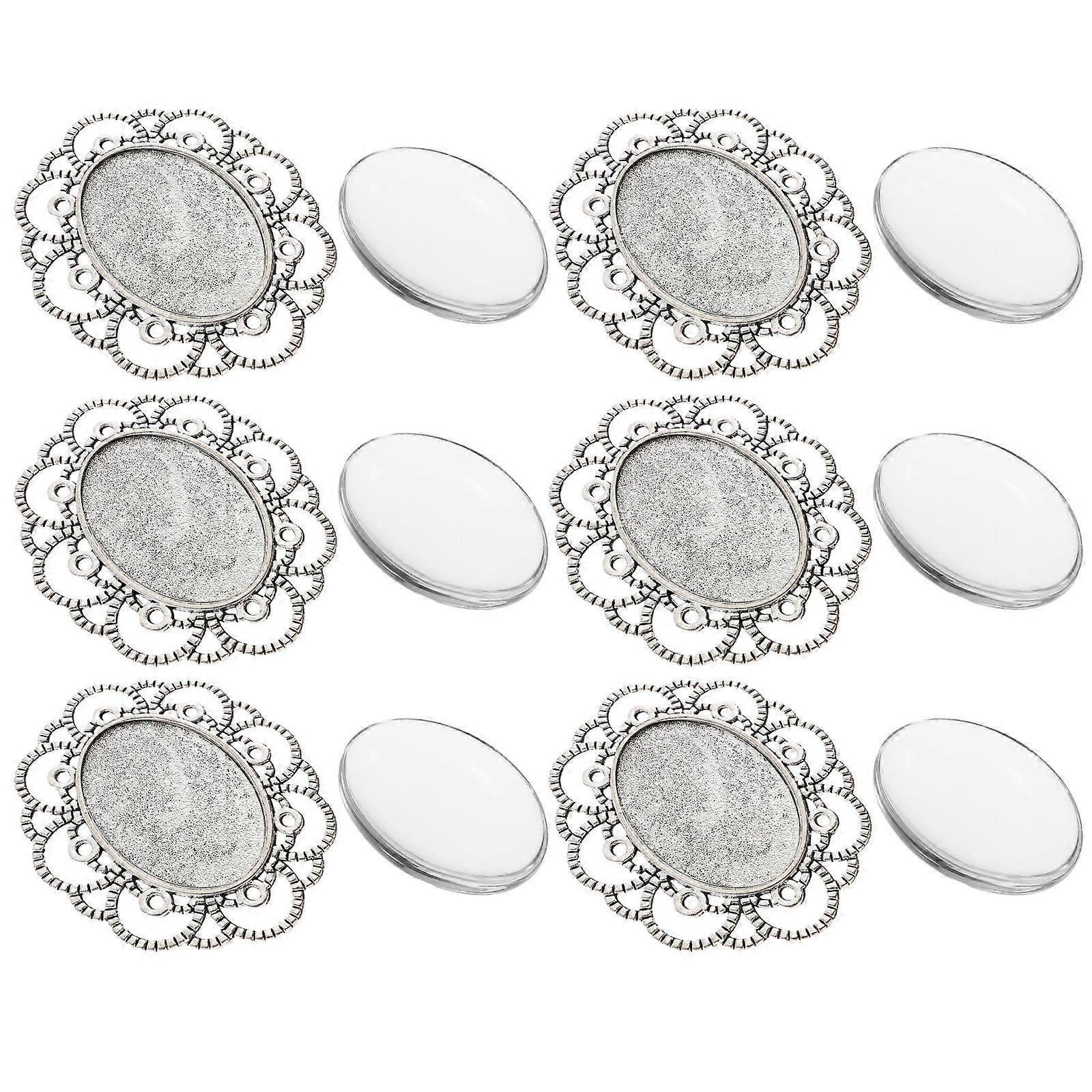 Vintage Καρφίτσα Βάση Bezels Blanks με γυάλινο θόλο για DIY Craft Silver Alloy 30Pcs