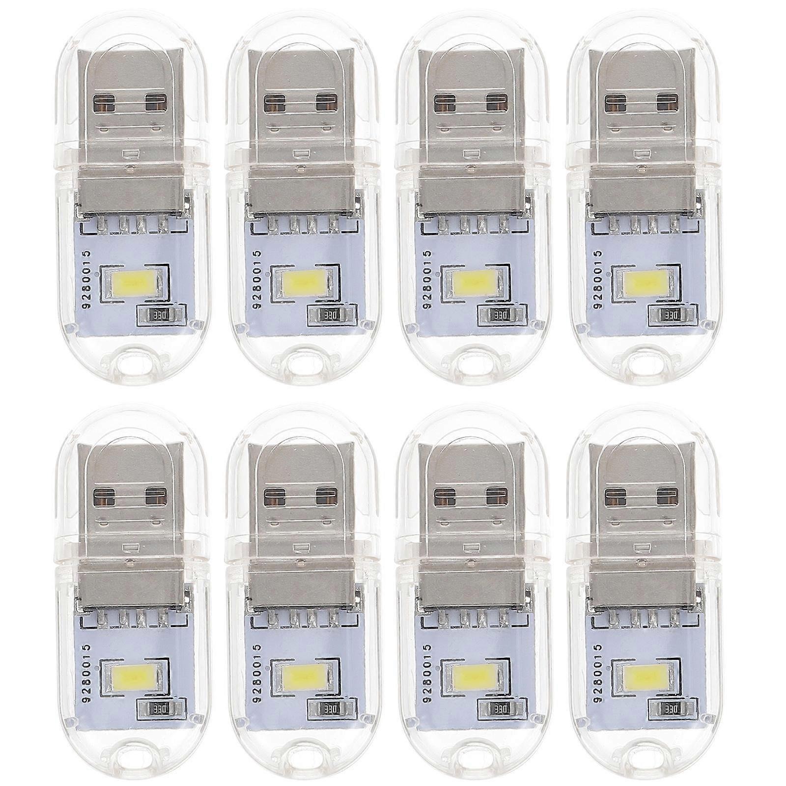 Usb Led Mini Usb Atmosphere Illumination Lamp Portable Eye Caring Lamp For Car Lighting White 4.5X2.8X0.7CM 8Pcs