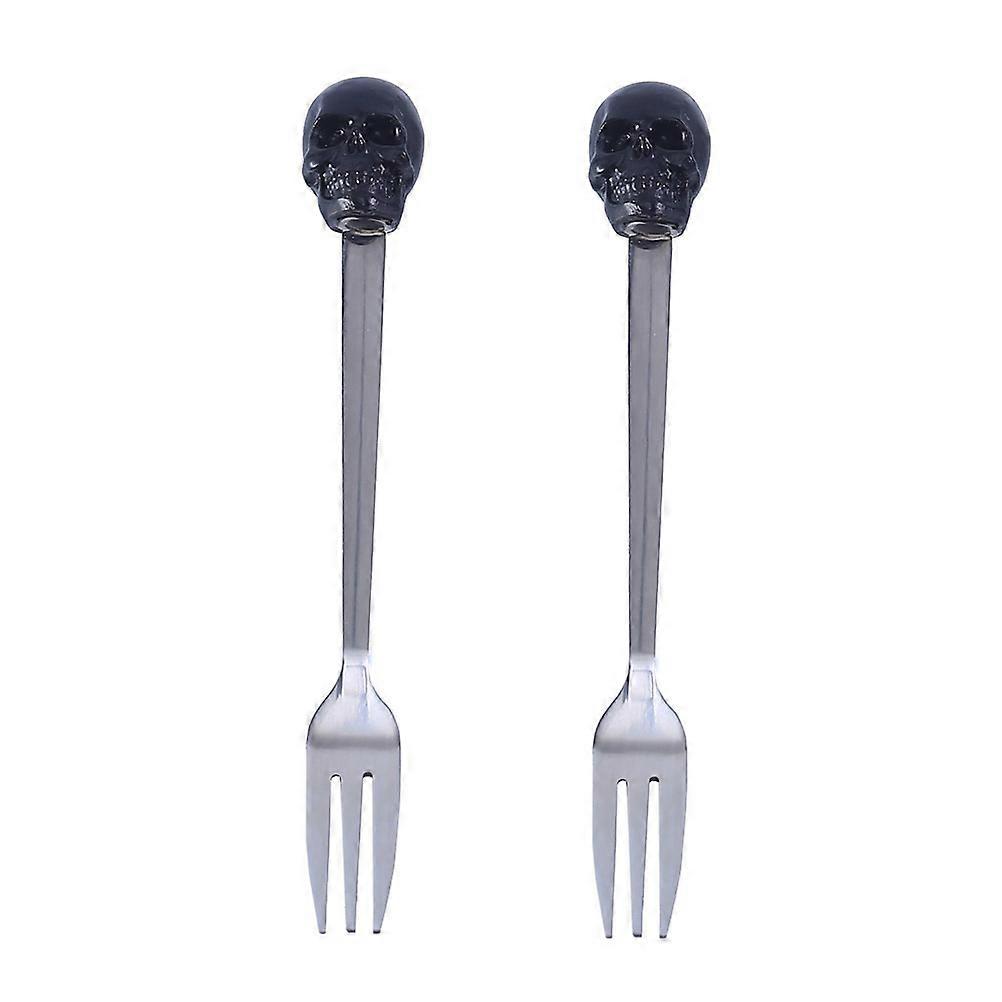 Small Salad Forks Stainless Steel Fruit Forks Tableware Design Ghost Festival 14x2cm 2Pcs