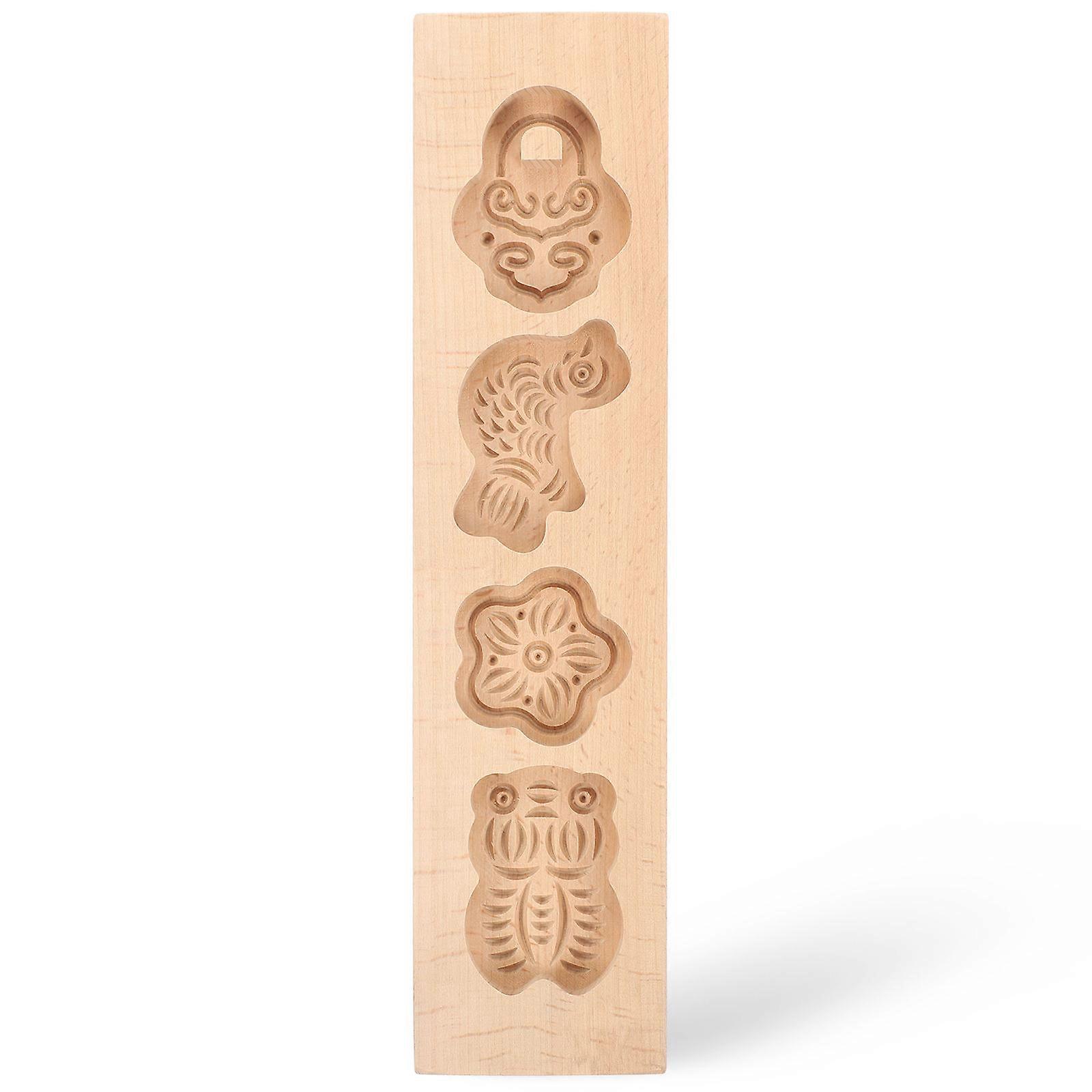 Chinese Cookie Molds Wooden Moon Cake Molder 30.00X7.00X2.00cm Baking Tools 1Pcs