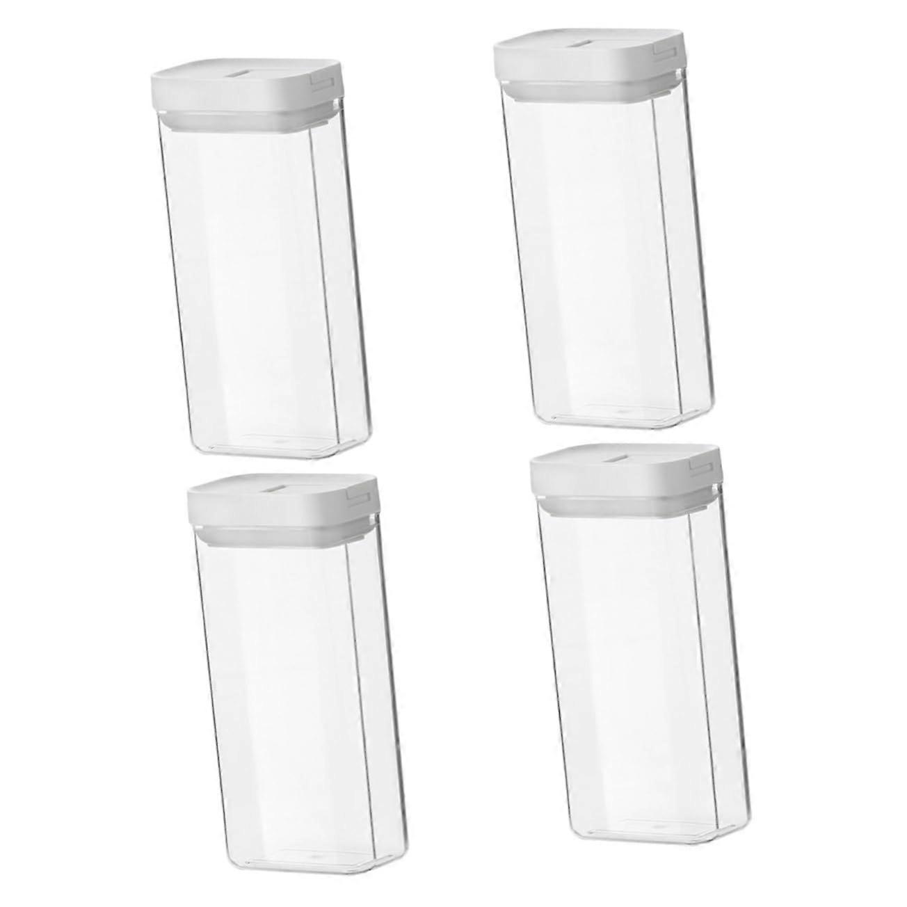 Set of 4 Plastic Kitchen Storage Containers for Pasta, Airtight Pantry Organizers, Clear and Stackable Design