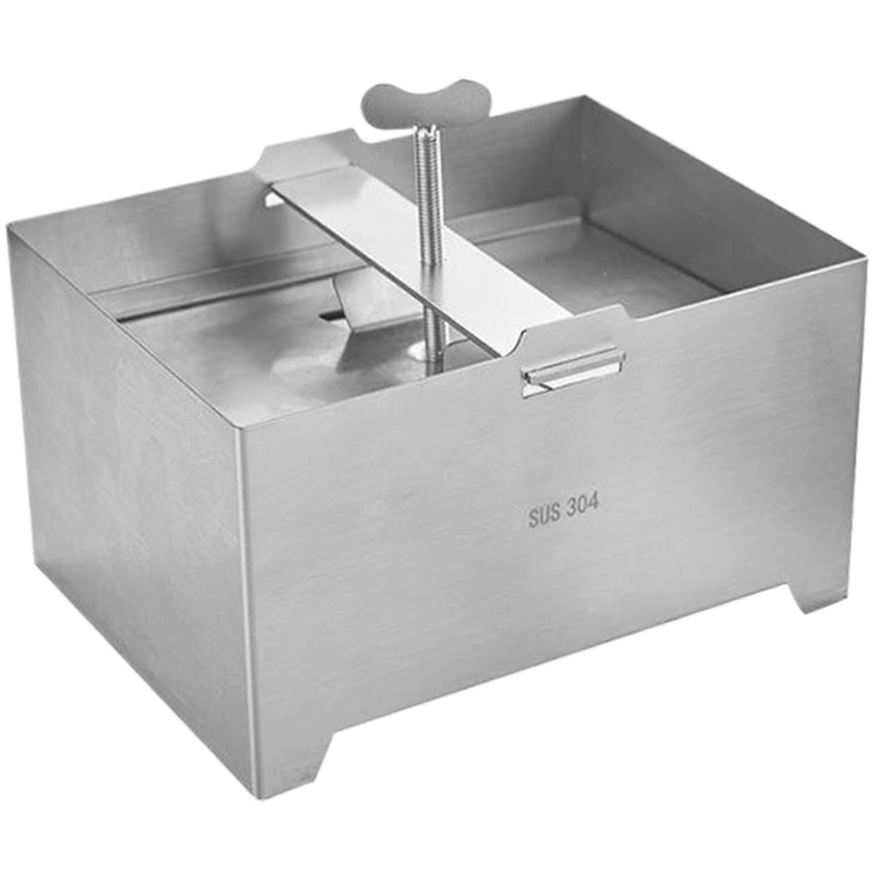 Tofu Press Stainless Steel Mould with Drainage Hole and Collection Tray for Efficient Water Removal and Paneer Making