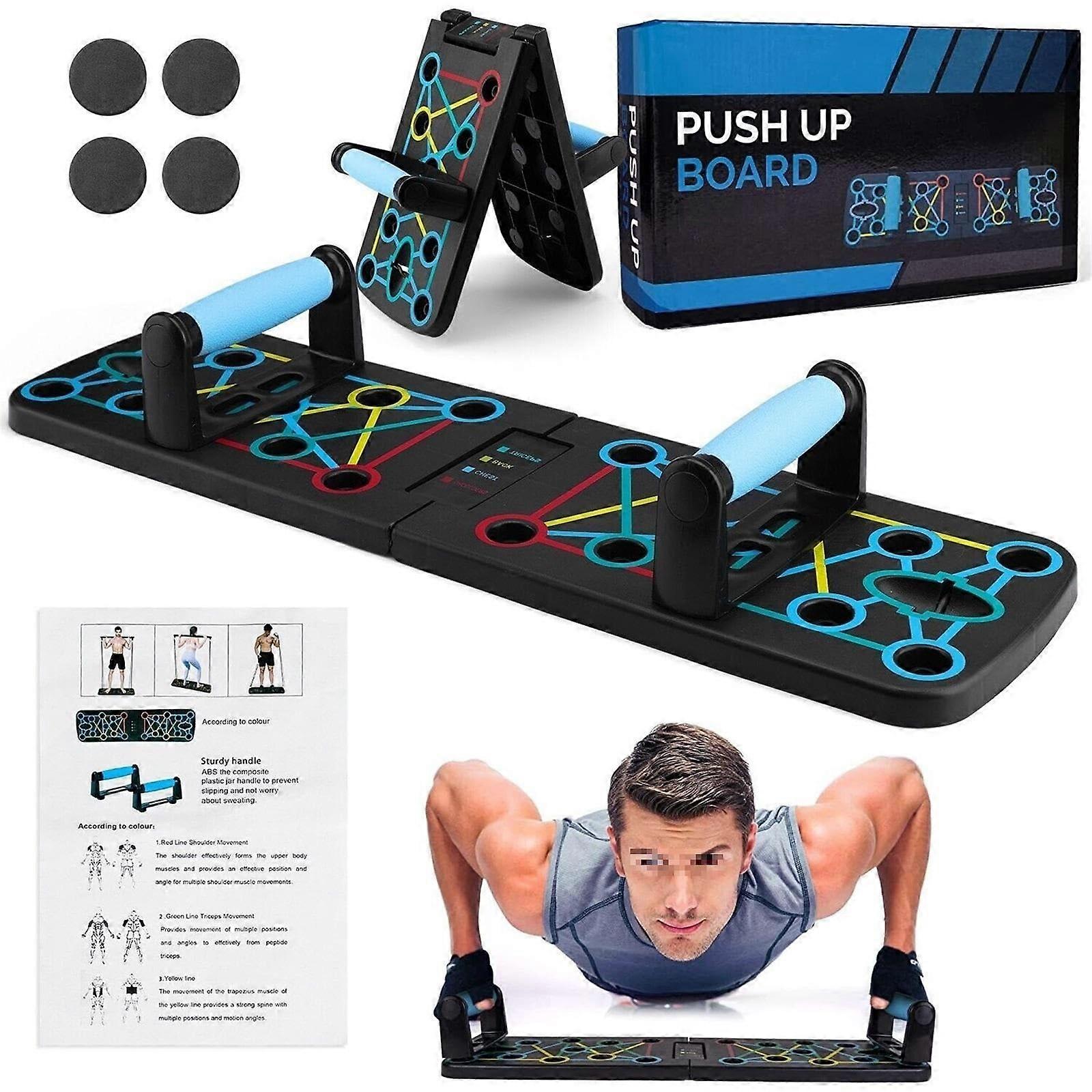 Foldable Push Up Board for Home Gym, Portable Multifunctional Training Equipment for Arm, Chest, Back, and Triceps - Black