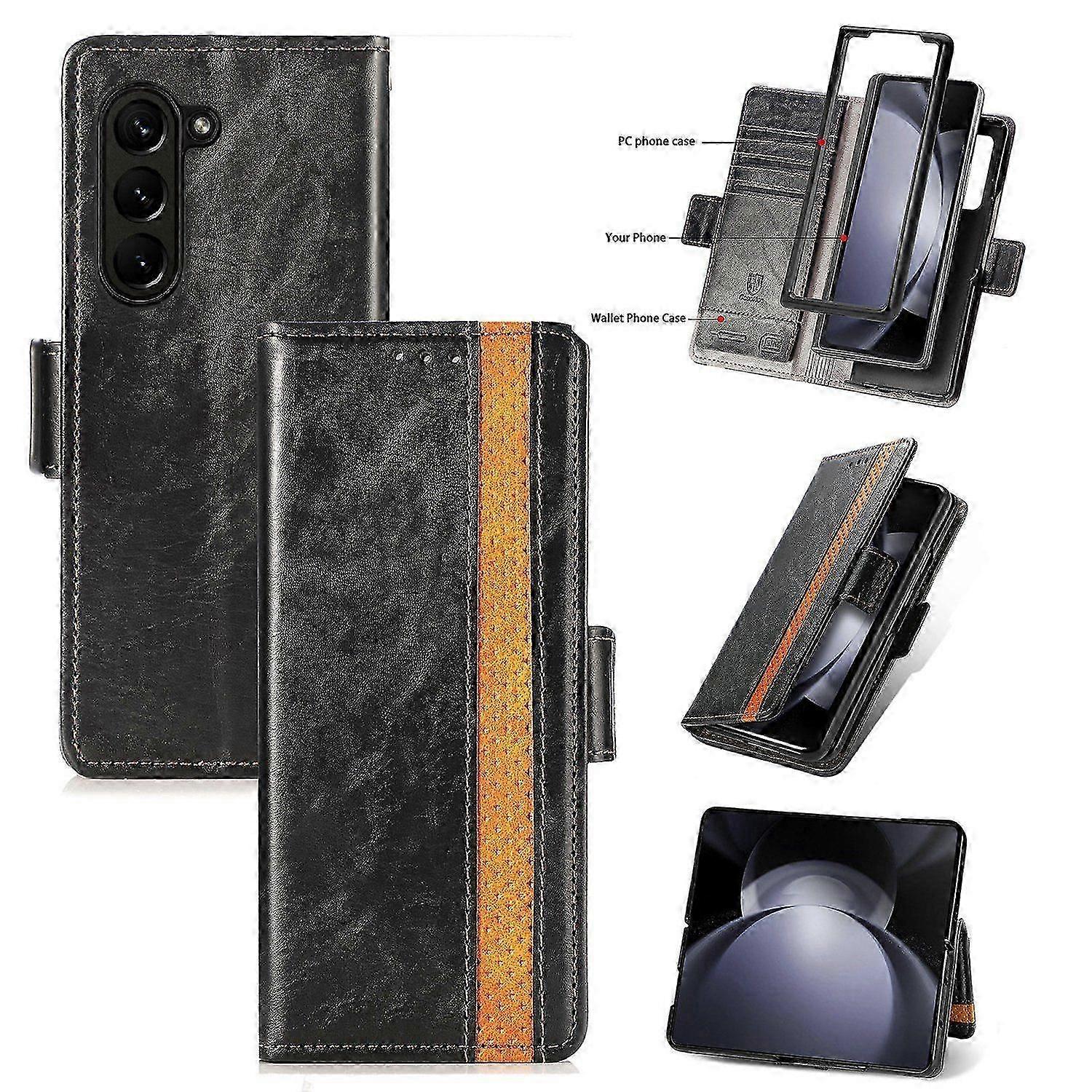 Compatible With Samsung Galaxy Z Fold 5 Wallet Case, PU Leather Flip Case with Card Holders RFID Blocking Kickstand Phone Cover
