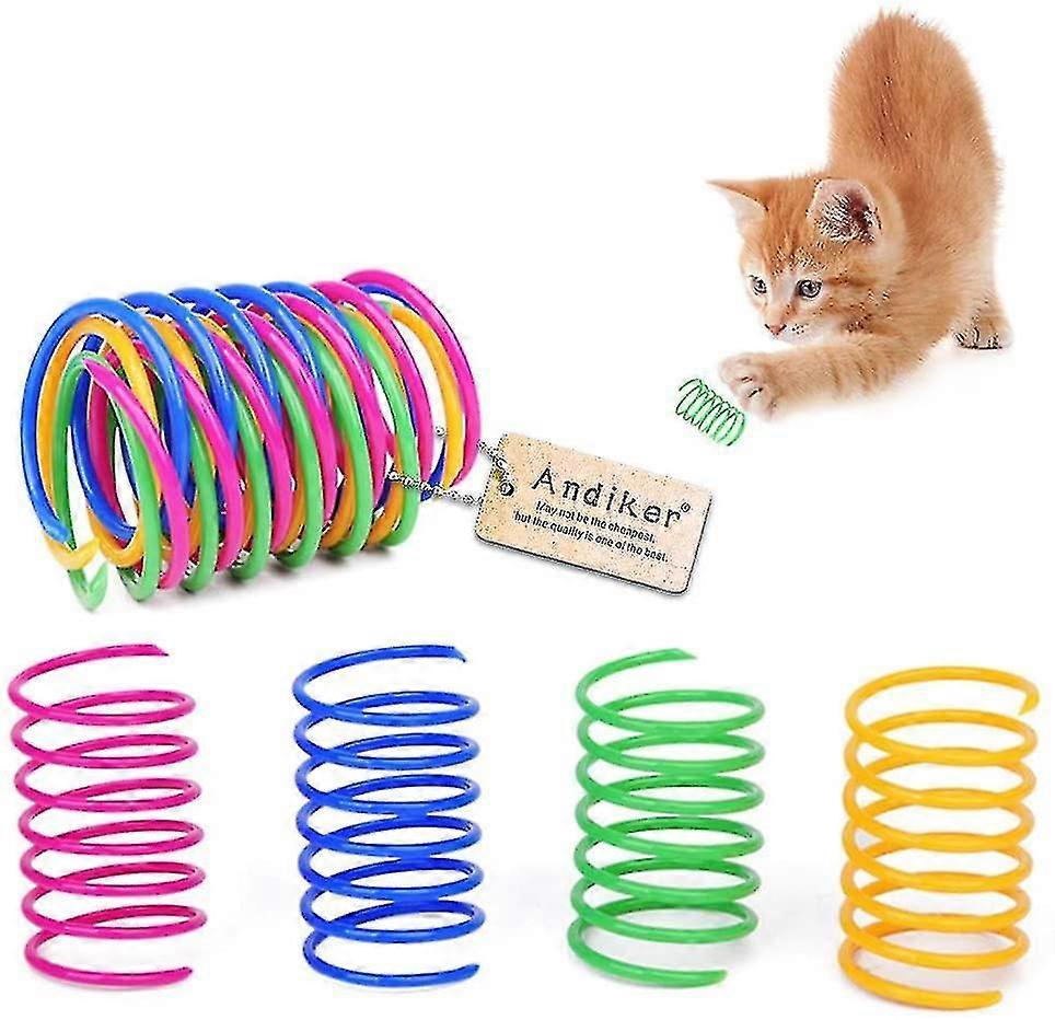 Colorful Plastic Spring Pet Toy for Cats, Soft and Bite-Resistant (12 Pieces)