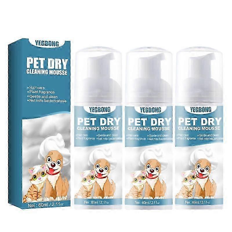 1-3pcs 60ml Waterless Foam Shampoo for Dogs and Cats No Sensitive Skin Formula
