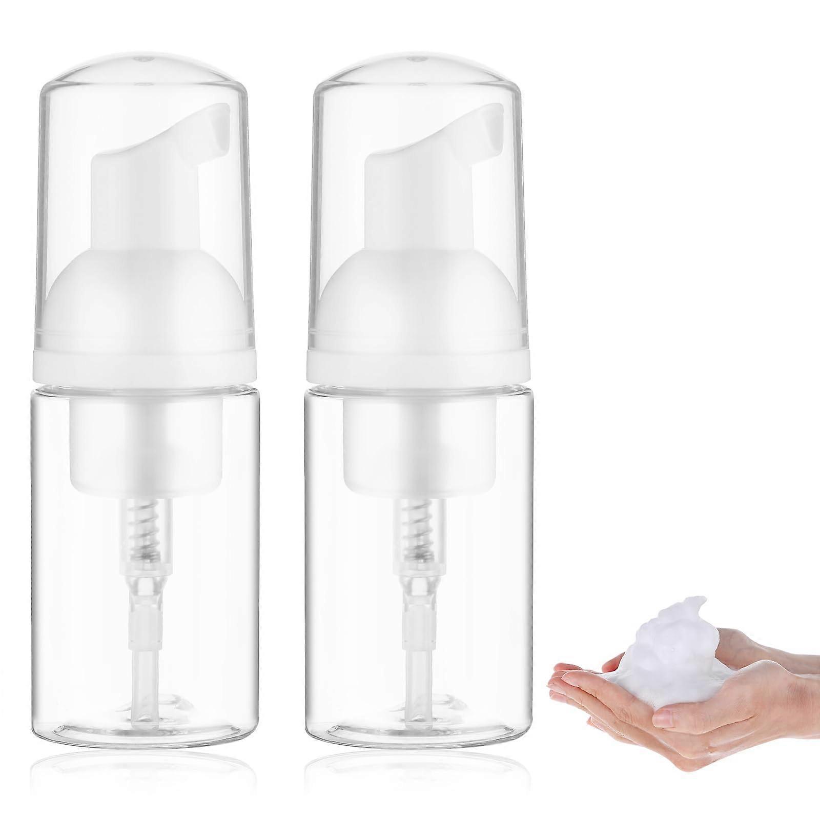 Foam Dispenser 30 ml Travel Size Clear Refillable Foam Soap Dispenser Bottle Mini Pump for Shampoo and Cosmetics Pack of 2