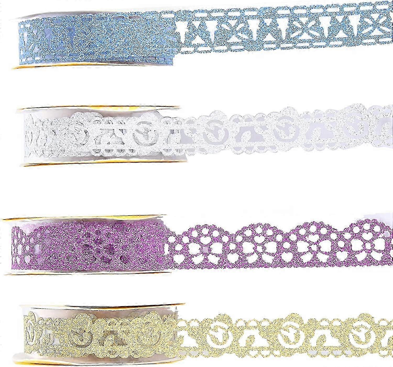 4 role dekorativní krajky Flash Belt Barevná papírová lepicí páska pro řemeslné projekty