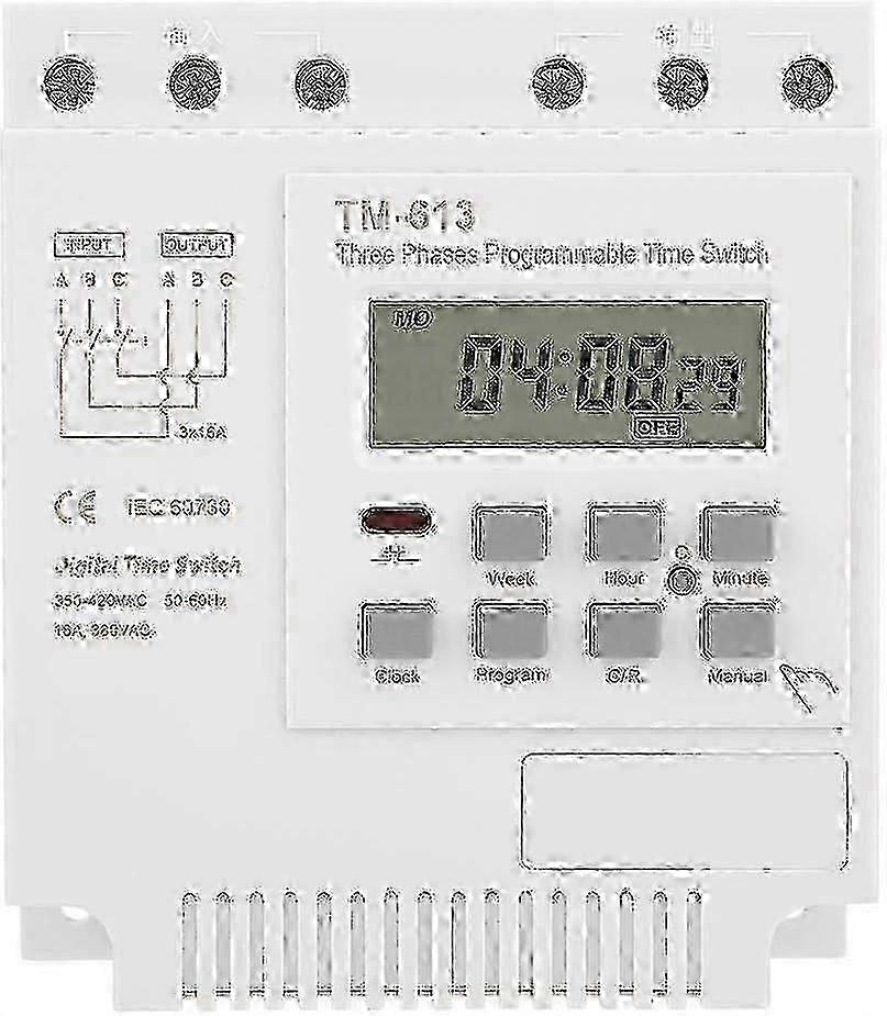 TM-163 Programmable Timed Relay 380V / 50-60Hz 16A Weekly Relay Power Timer Switch Three-Phase Timer Intelligent Digital Clock