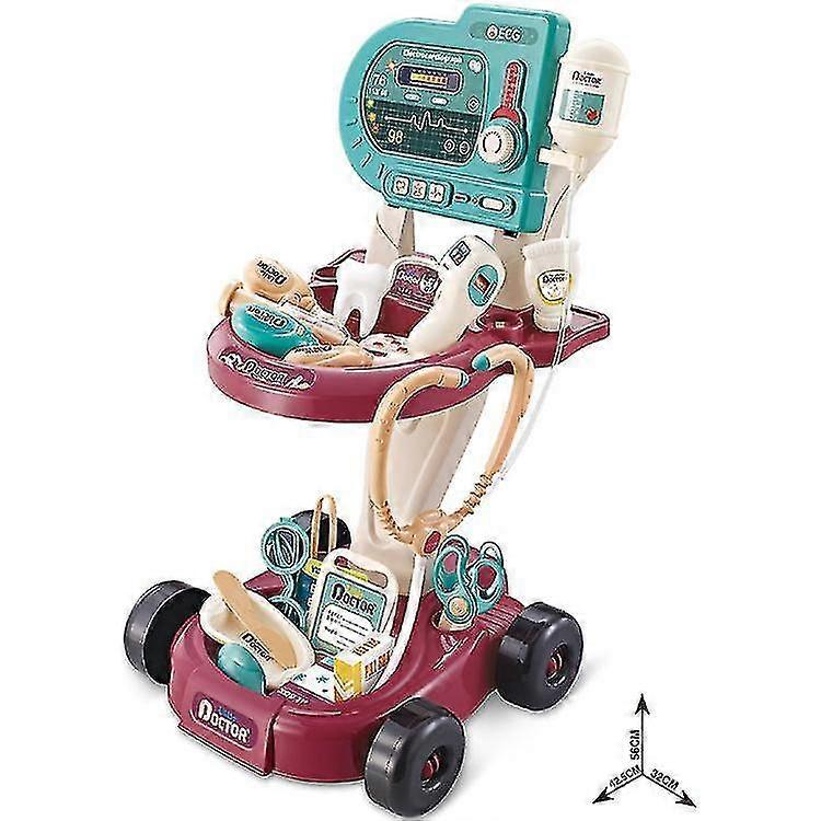طقم طبيب لعبة أطفال ، مجموعة محطة طبية للبنين والبنات ، 24 عربة متنقلة ملحقة مع Ligh