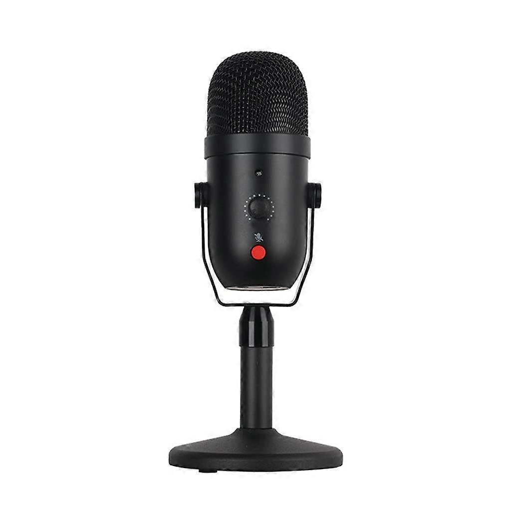 Wired Condenser Microphone USB Podcaster Mic for Streaming with Independent Volume Control and Adjustable Stand