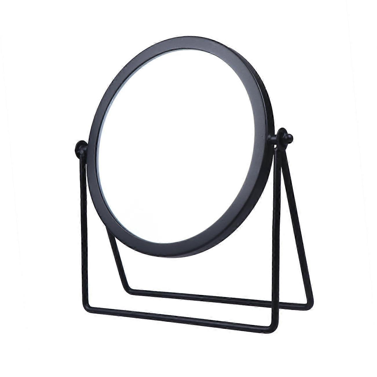 Compact LED Makeup Mirror Black - Desktop Stereo Cosmetic Mirror with Adjustable Lighting and Sleek Design