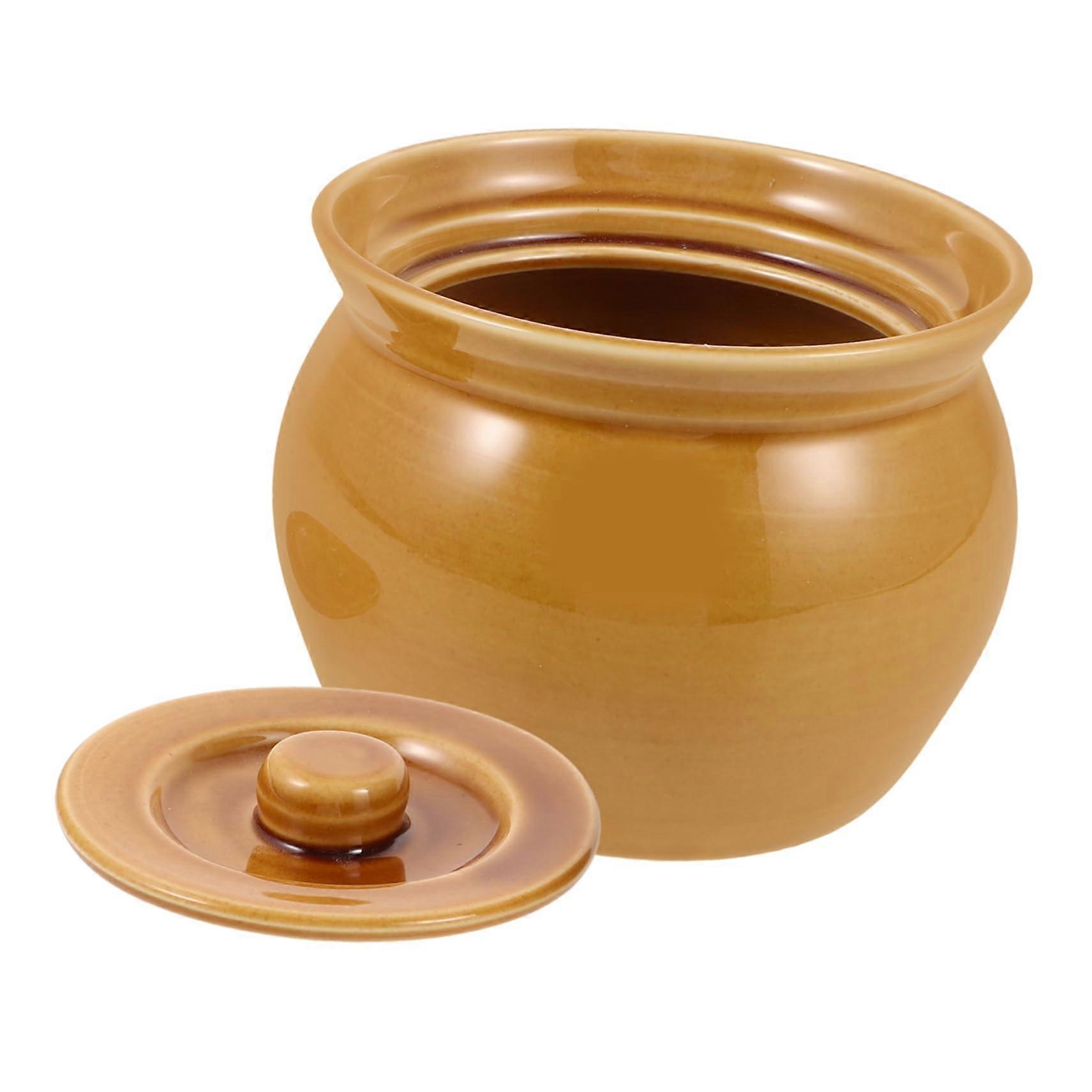 Stoneware Pot for Cooking Soup 1.5 Quart Ceramic Bowl with Lid Small Stew Bowl for Home Kitchen Use