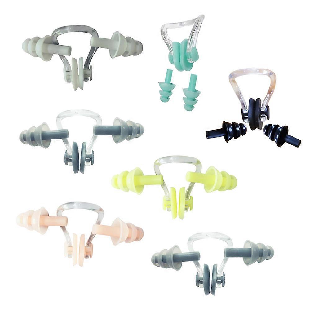6 Sets Waterproof Silicone Swimming Earplugs Nose Clip Plugs,Ear & Nose Protector Swimming Sets Box Package-Set 2