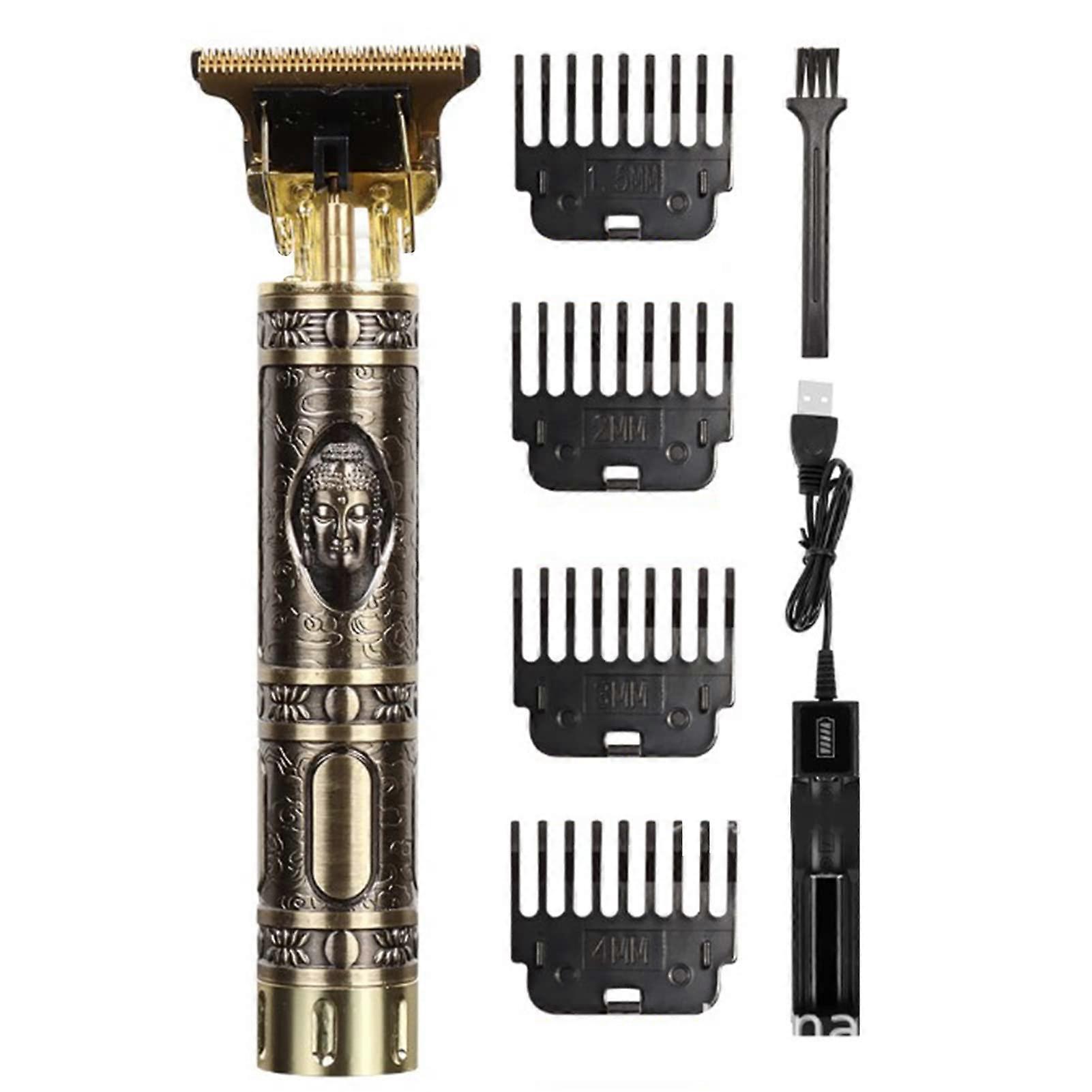 Electric Hair Trimmer with Sharp Blades, Multiple Specifications, Portable Design, 800 mAh Battery, for Men, Cleaning Brush and Positioning Combs
