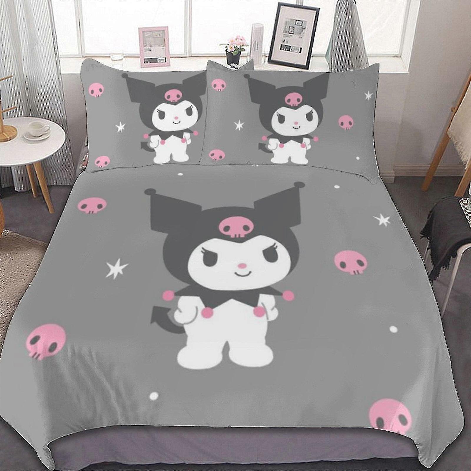 3 st lakan set Andningsbart påslakan med 2 kuddar Sham Soft All Seasons sängkläder set lämpligt för Kuromi