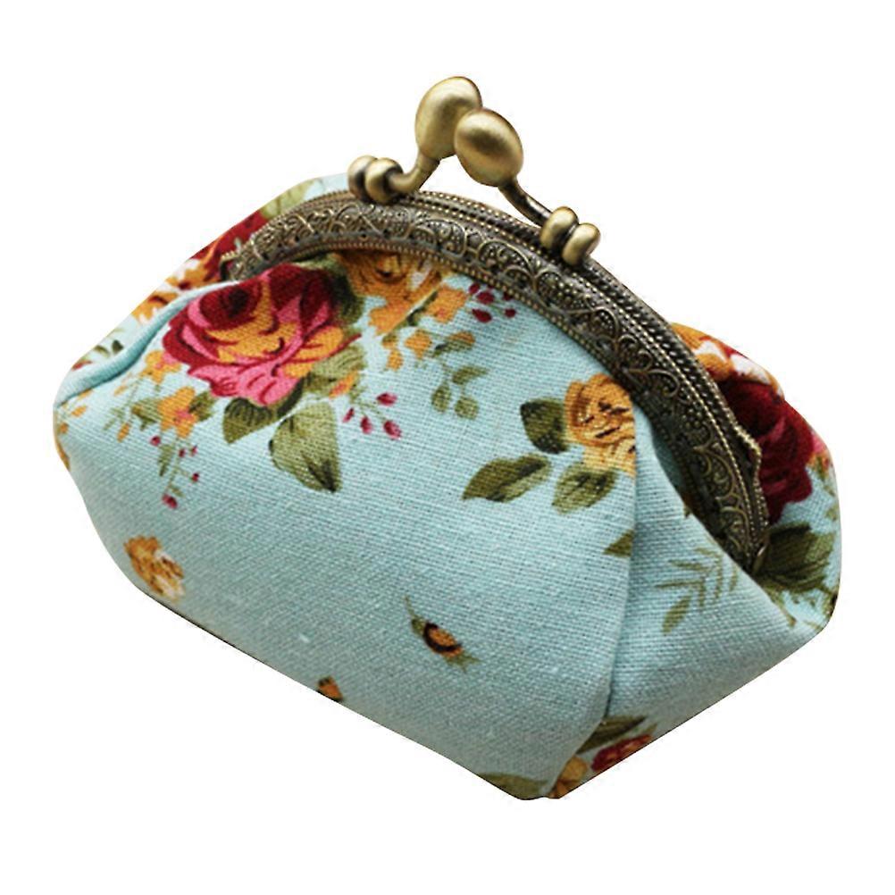 Coin Wallet For Women Blue Rectangular Canvas Storage Small Items Daily Use 1Set