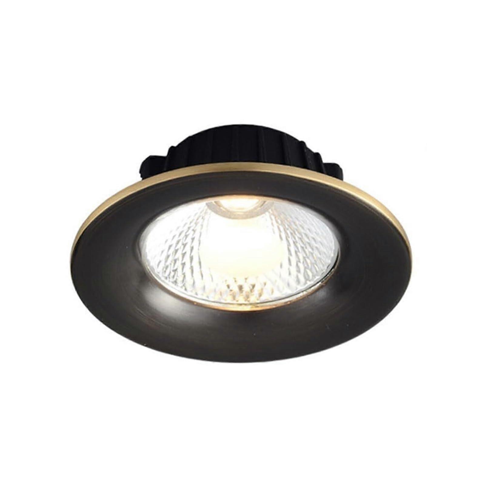 Brushed brass round black gold downlight set, dimmable ceiling downlight (7W, B)