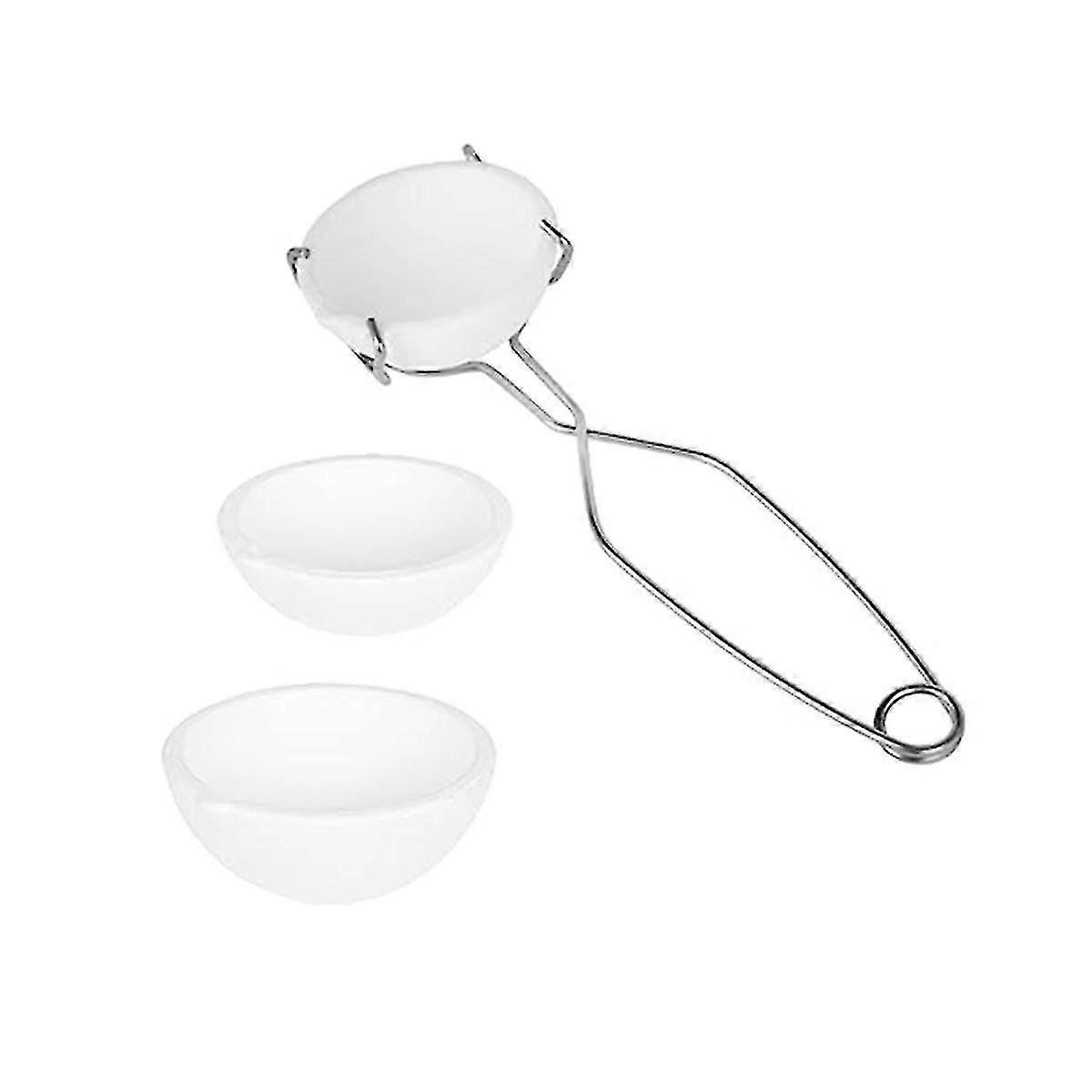 4 Pieces Small Melting Ceramic Crucible Bowl Dish Cup Set Melting Gold Silver Copper With Whip Tong