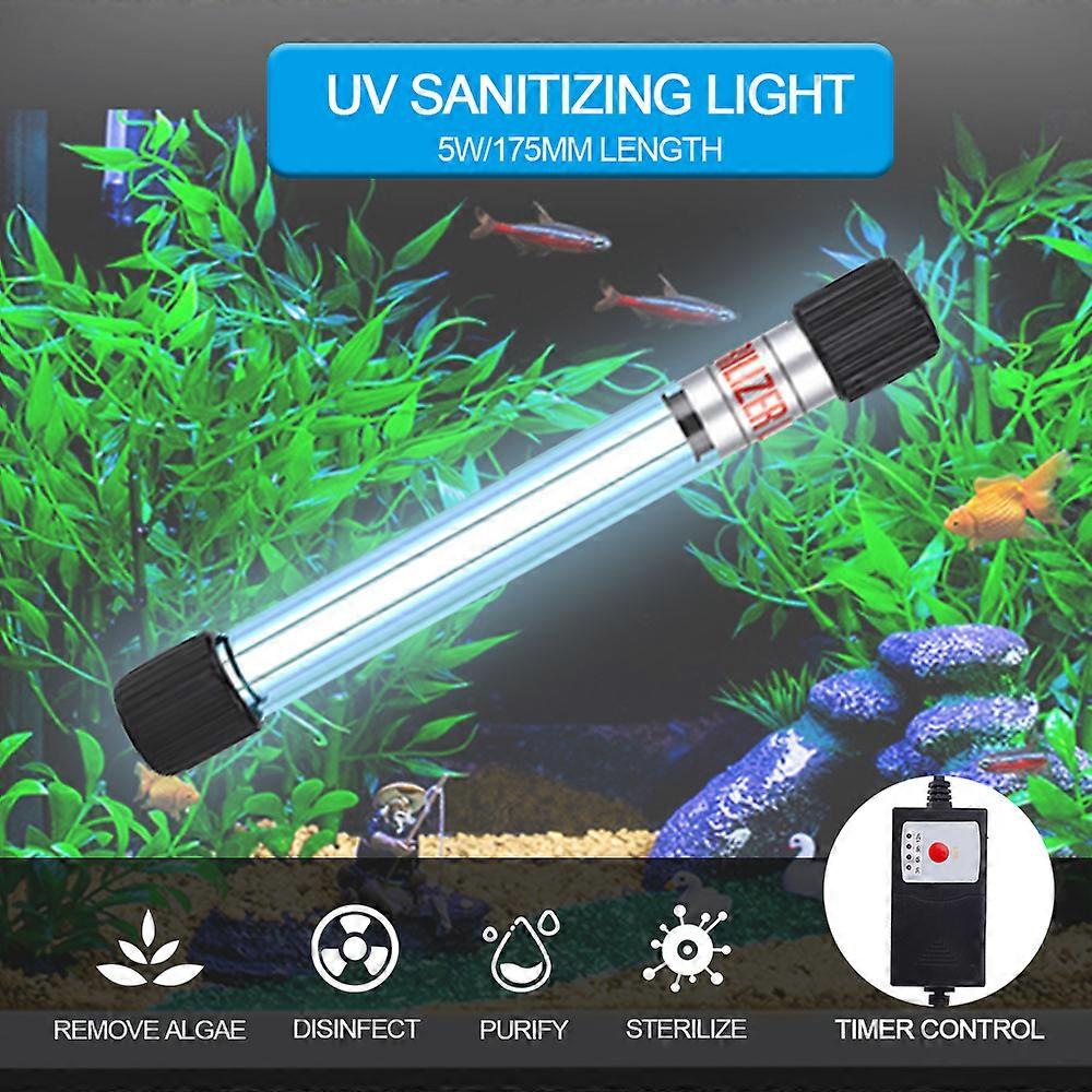 5W Światło UV do akwarium Timer UV Sanitizer Woda Czyste zielone algi Przezroczyste światło do stawu z rybami
