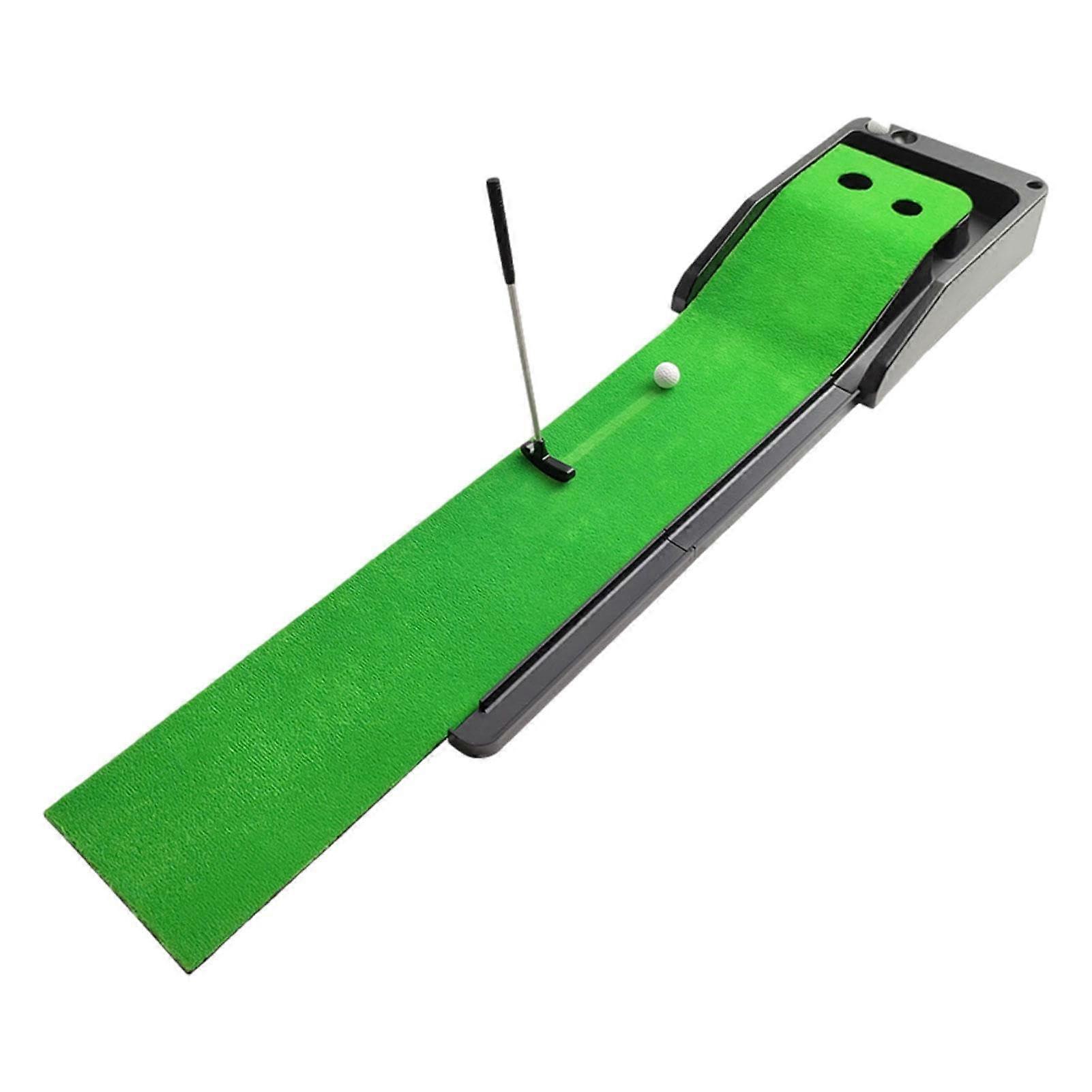 Golf Putting Mat with Automatic , Foldable Grass Mat, 4 Balls, Green 60*13cm