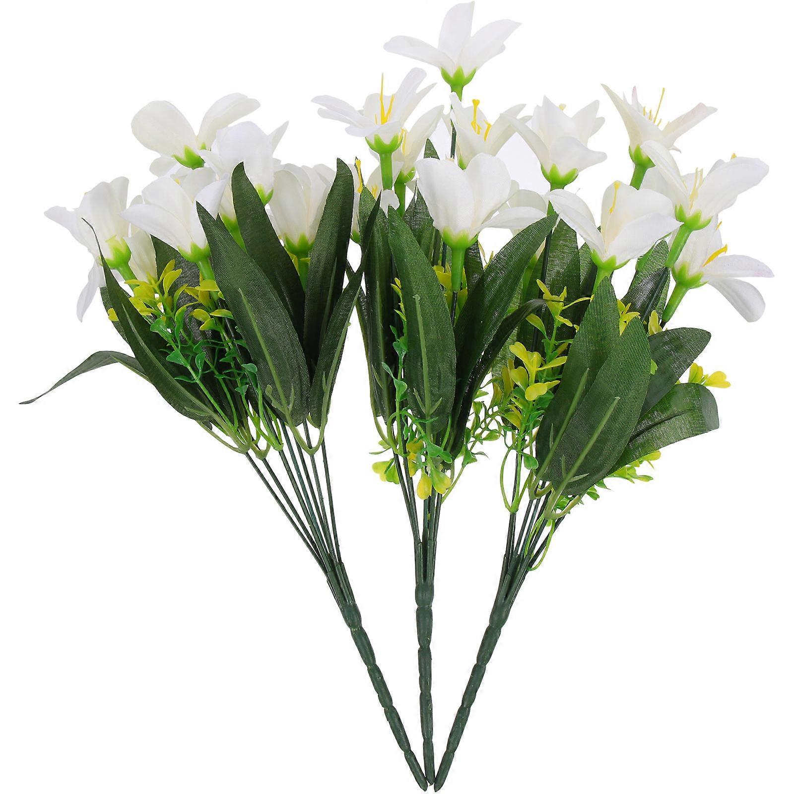 Delicate Lily Bouquet Artificial Flowers Decoration Use Homeowners Bridal Bouquets 30CM 3Pcs