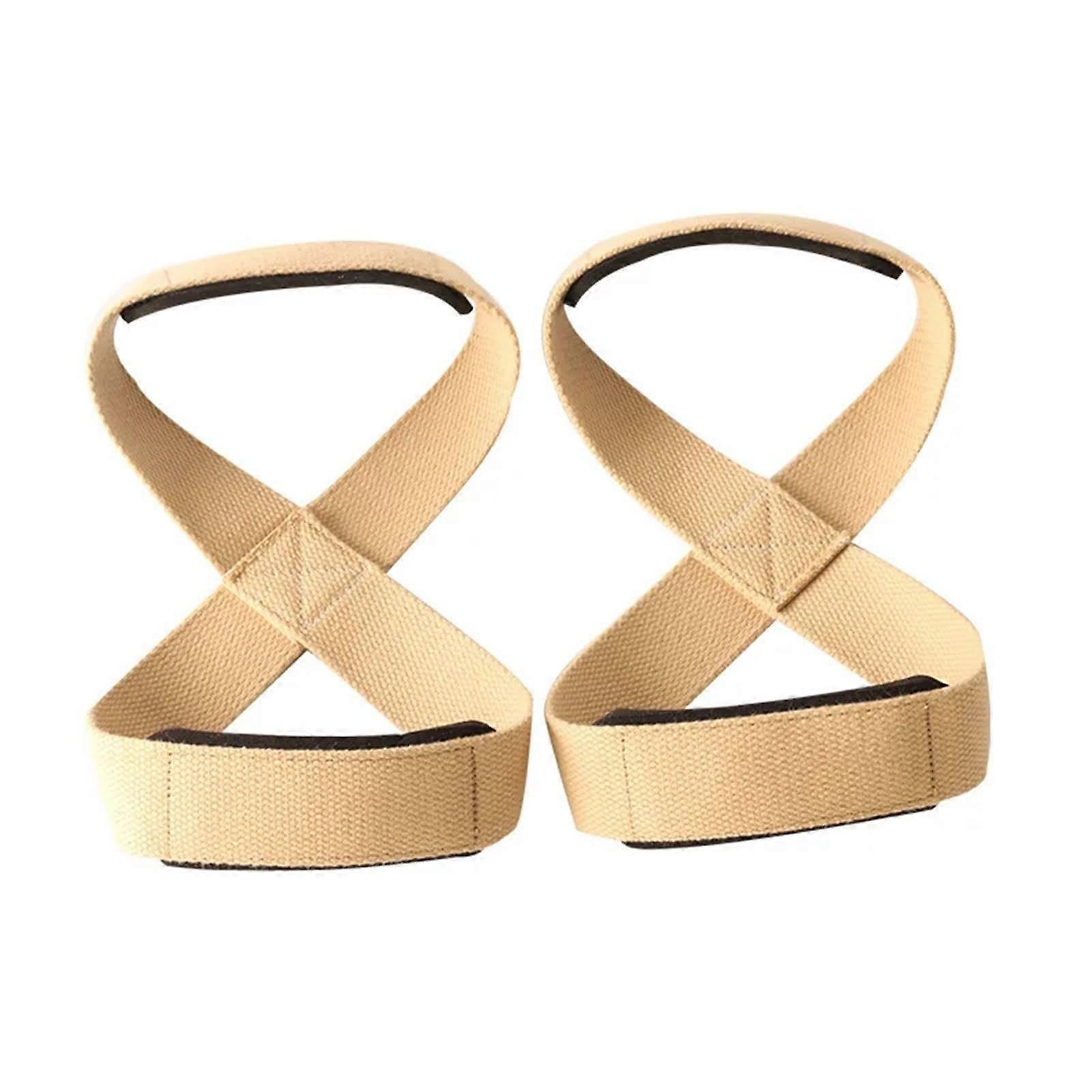 Weightlifting Wristband Set Made of Cotton, 2 Pieces Powerlifting Straps in 8 Shape, Thick Pull-Up Palm Bands, Size S, Yellow