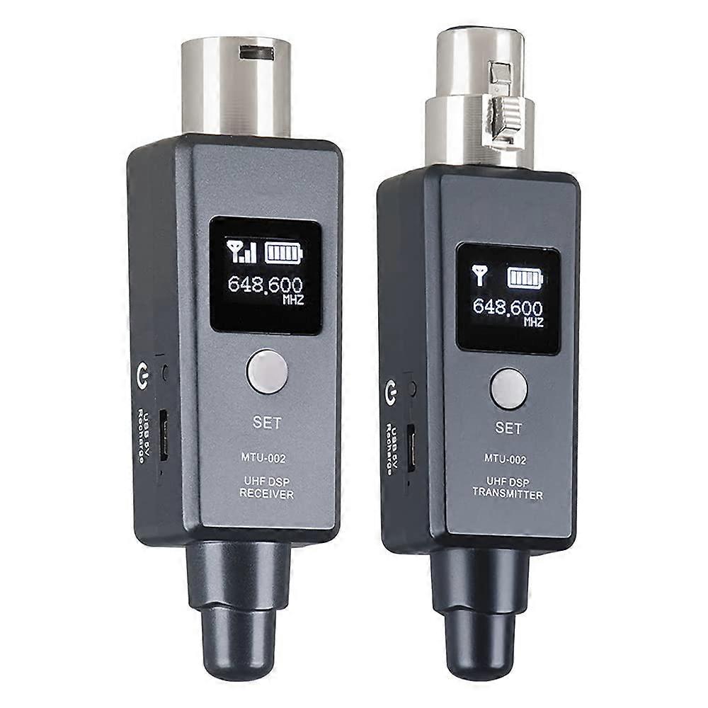 1 Pair Microphone Wireless System Wireless Transmitter System Transmitter Receiver for Dynamic/Condenser Microphone, Black