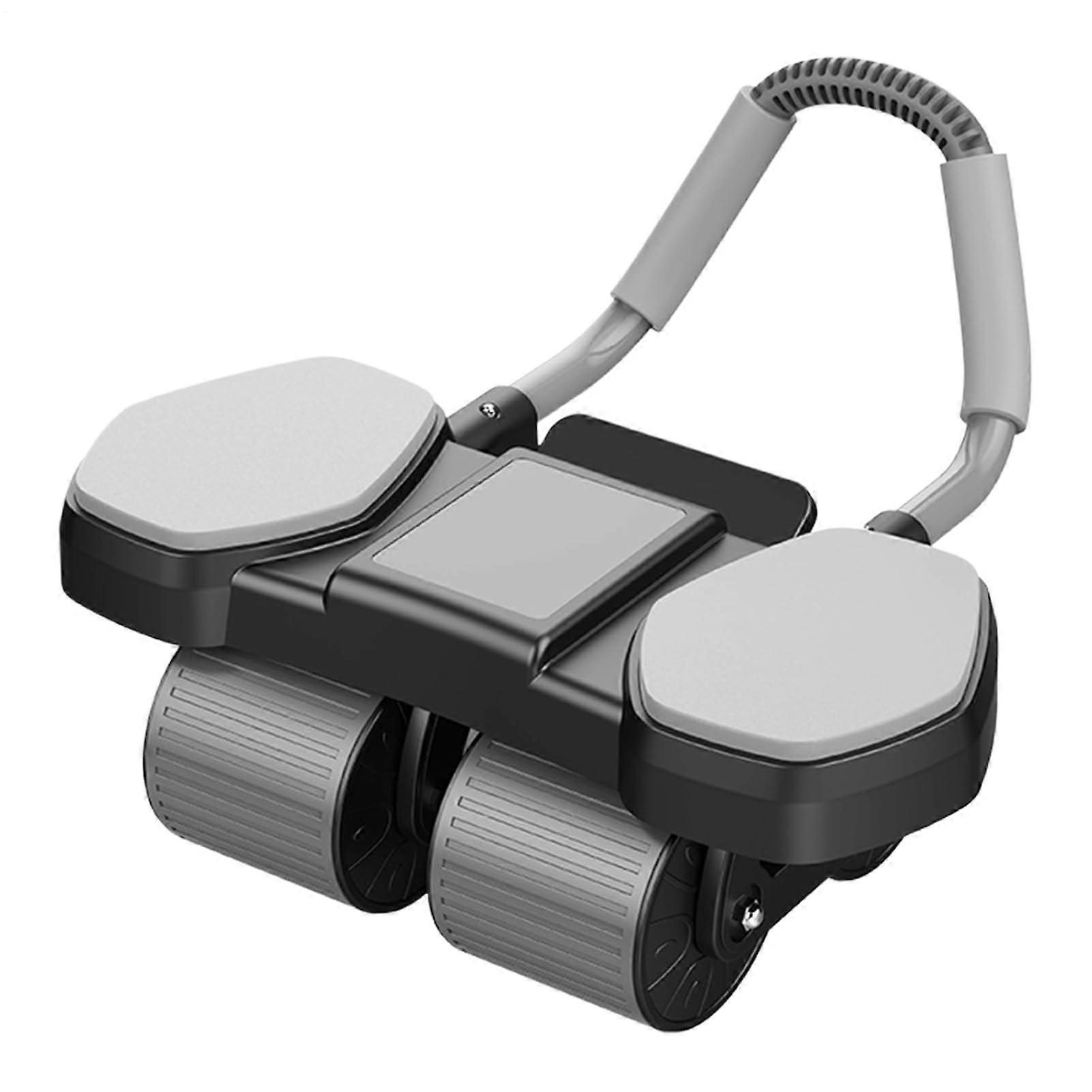 AB Roller with Automatic Bumper, Quiet Home Trainer, Includes Phone Holder for Apartment Garage Workouts
