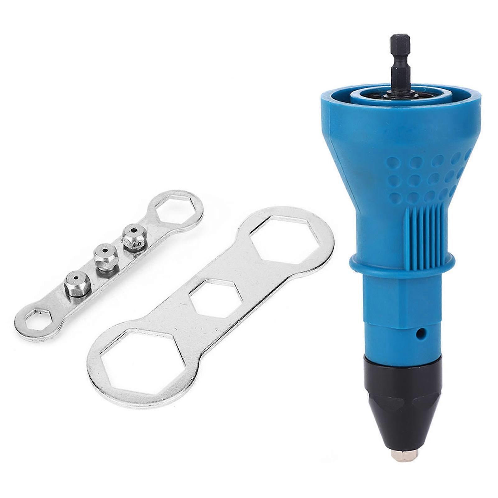 Electric Rivet Nut Gun Adapter Riveter Gun Adaptor Riveting Insert Nut Power Drill Tool KitBlue