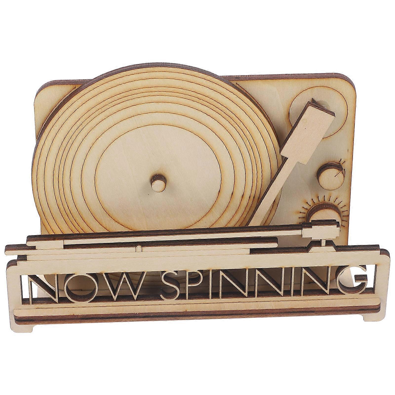 Household Vinyl Record Stand Home Decoration Wooden Material Storage Function 1Set