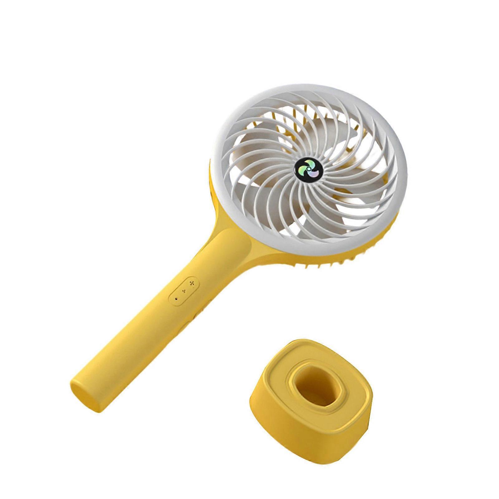 מאוורר כף יד נייד 3 מהירויות מיני מאוורר קירור נטענת מאוורר קירור חשמלי 1200mAh לנסיעות ביתיות לשימוש חיצוני צהוב