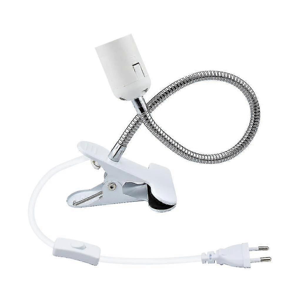 E27 Clamp Light Bulb Socket With Switch Table Lamp Base Clip With 360 Degree Gooseneck For Plant Lam(EU)