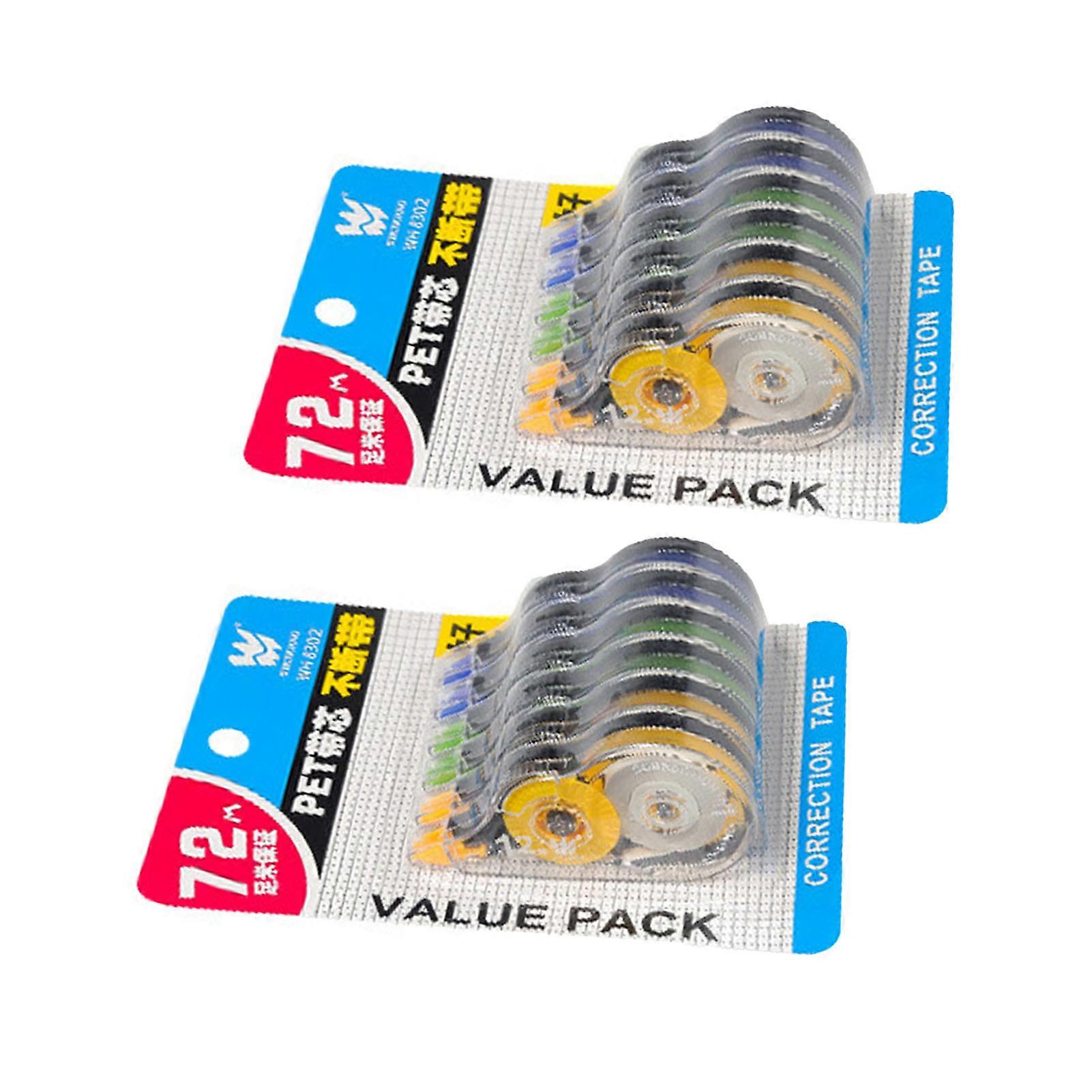 2 Pcs Correction Tape Strong Coverage Smoothing Roller Portable Whiteout Correct Tape