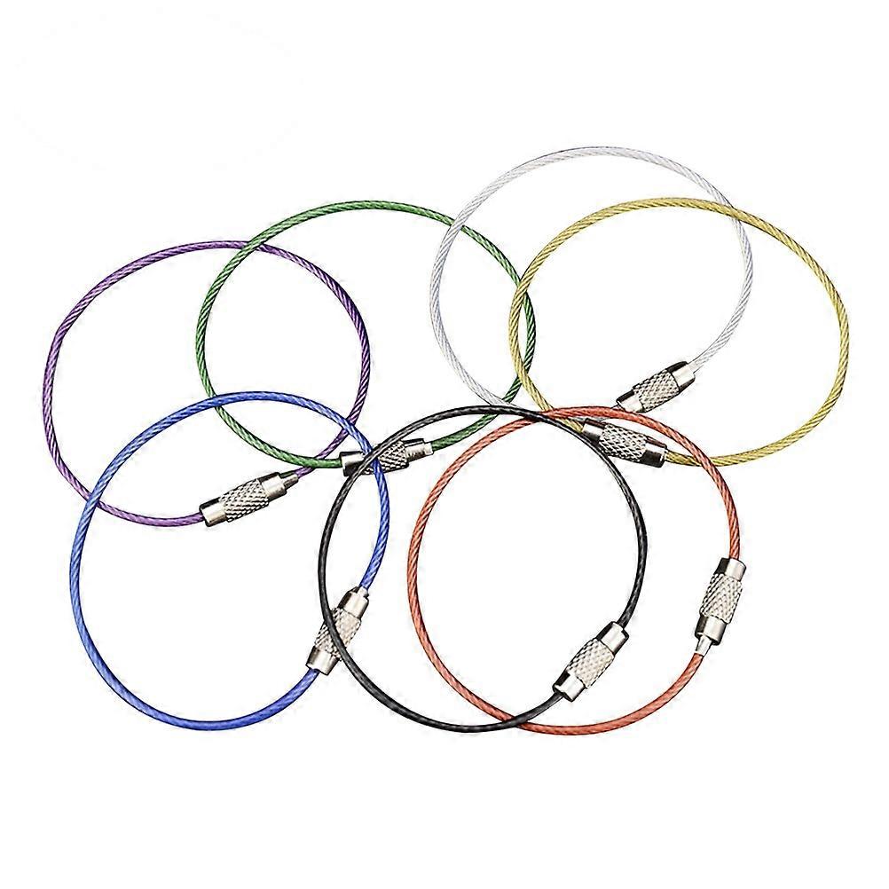 Stainless Steel Wire Keychains Hanging Key Chain Rings Daily Use 7Pcs